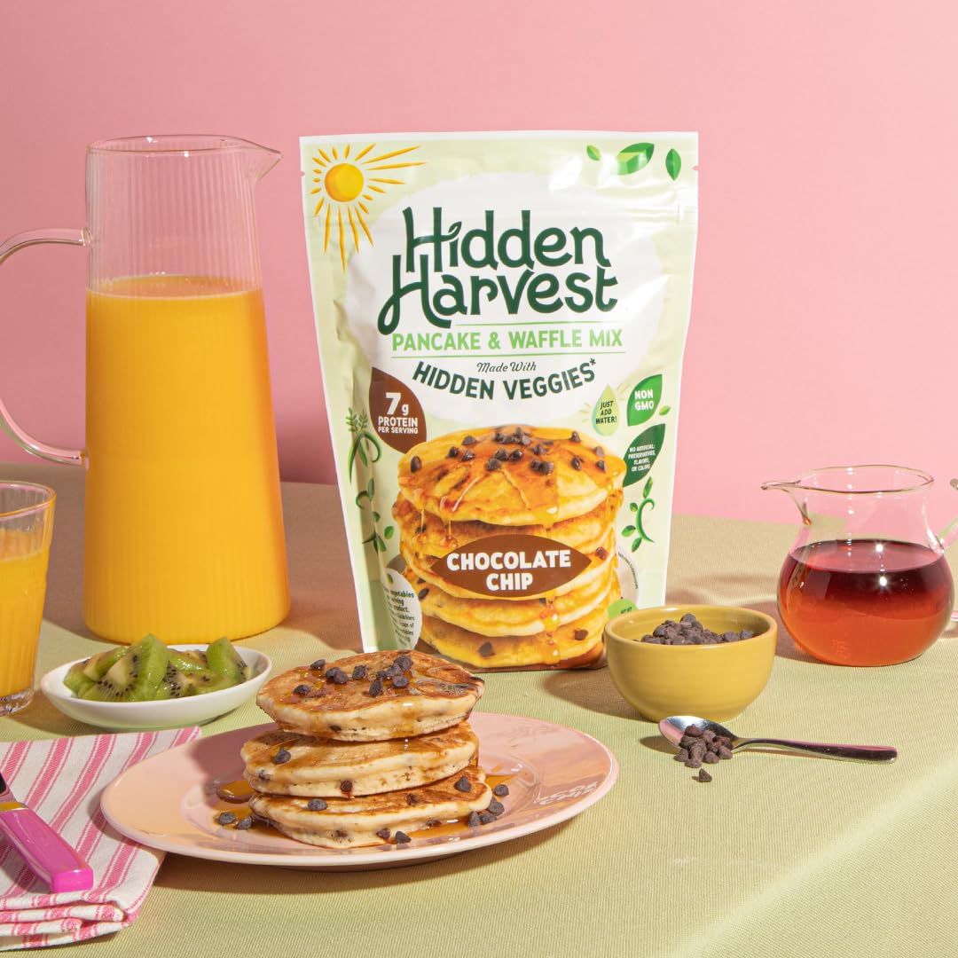 Hidden Harvest Pancake & Waffle Mix - Chocolate Chip (20oz) - Perfect for Breakfast, Brunch, and Family Gatherings