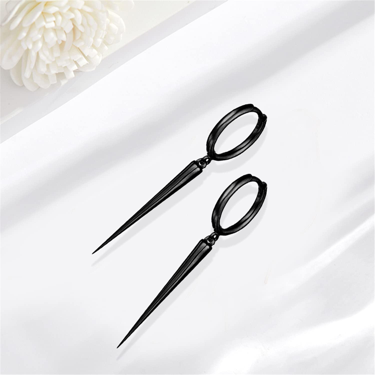 Stainless Steel Geometric Spike Dangle Hoop Earrings for Women & Men - Punk Style Cartilage, Helix, Tragus Cuff Studs - Perfect for Parties, Concerts & Everyday Wear
