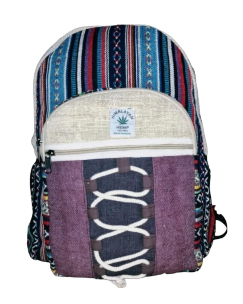 Eddika Natural Vegan Himalayan Hemp Backpack - Large Eco-Friendly Hiking & Festival Backpack for Men, Women, Boys & Girls - Perfect for Outdoor Adventures, Travel & Daily Use