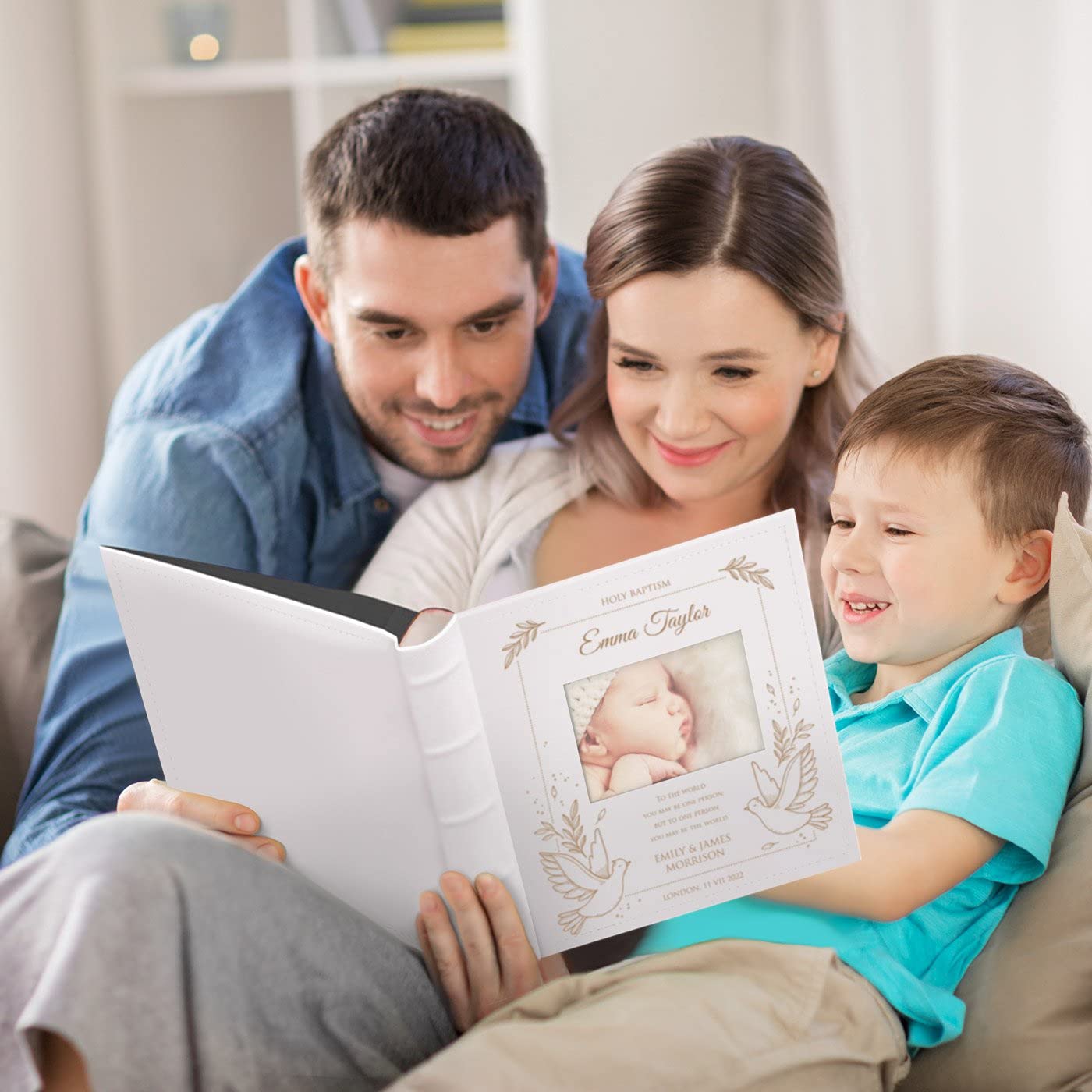 Engravable White Cover Photo Album for Kids - Personalized Birthday Gift & Memory Scrapbook with Picture Frame - Perfect for Children's Keepsakes, Baby Shower Gifts & Family Photo Preservation