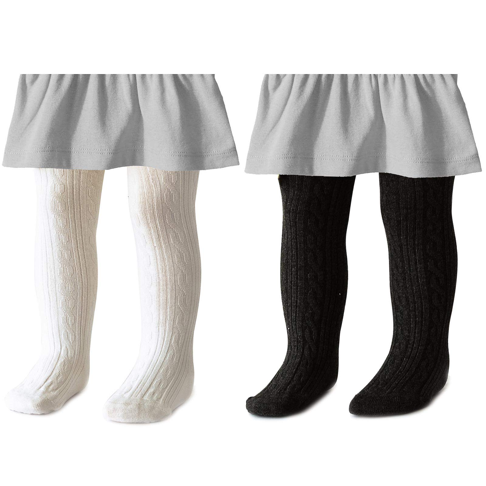 Baby Girls Seamless Cable Knit Tights with Bow - Soft Cotton Toddler Leggings for Newborn & Infant - Perfect for Playtime, Daycare & Family Outings