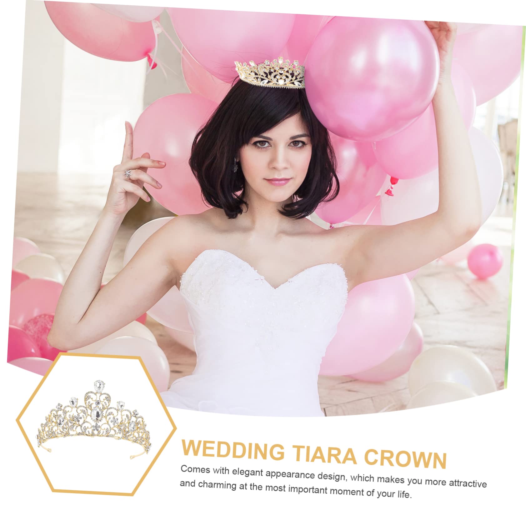 FRCOLOR Baroque Style Wedding Tiara Crown for Bride – Shiny Rhinestone Headdress for Bridal Photo Shoots & Ceremonies | Perfect for Weddings, Prom, Pageants & Special Occasions