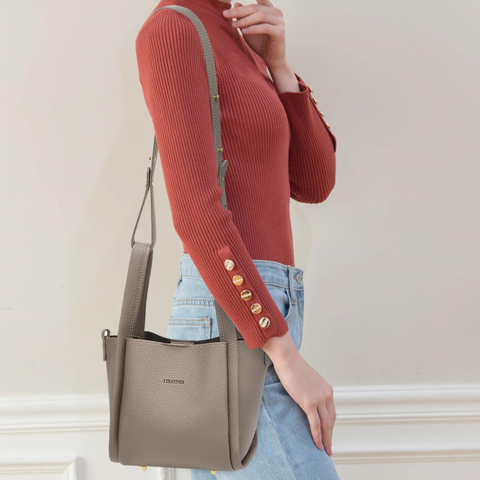 Stylish Vegan Leather Bucket Bag for Women - Adjustable Crossbody Shoulder Purse with Top Handle | Perfect for Work, Travel & Everyday Use