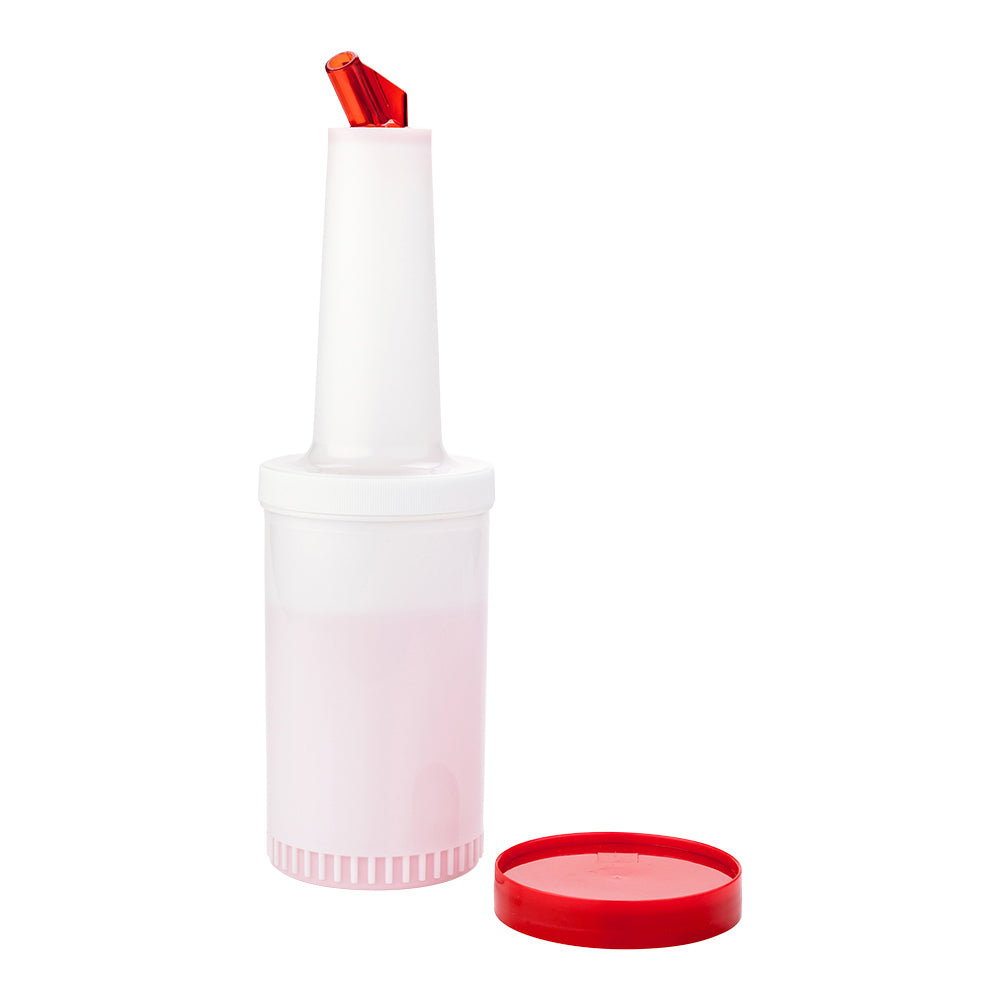 Bar Lux 1 Quart Plastic Quick Pour Storage Bottle with Red Spout & Lid - 3.5