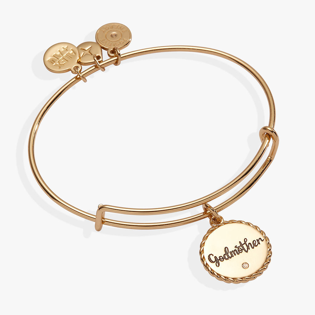 Godmother Charm Bangle - Sterling Silver Gift for Godmothers, Baptism, Christening & Special Occasions | Perfect for Women's Jewelry Collection
