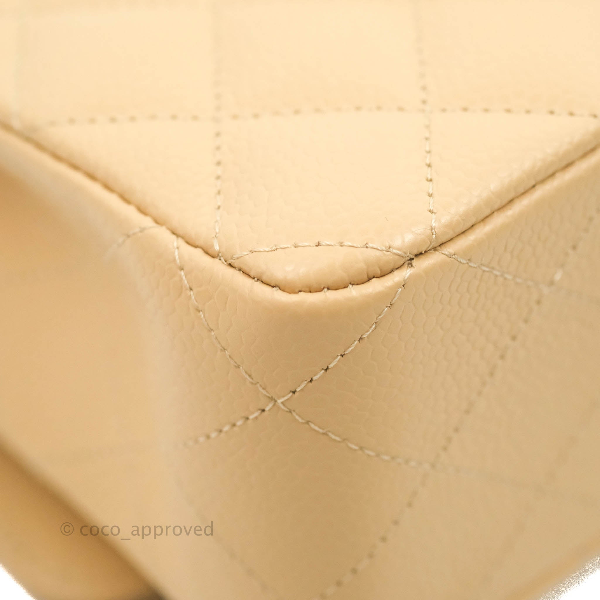 Chanel Classic M/L Medium Flap Bag Quilted Beige Caviar Leather with Gold Hardware - Luxury Handbag for Women, Perfect for Parties, Work & Everyday Use