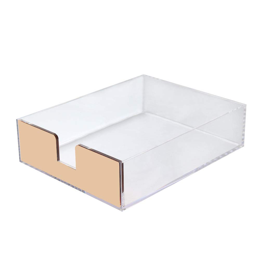 Gold Acrylic Letter Tray for Desk Organizer - A4 File Paper Document Storage Box, Office Desk Supplies for Home & Office Use - Perfect for Organizing Mail, Files, and Office Documents