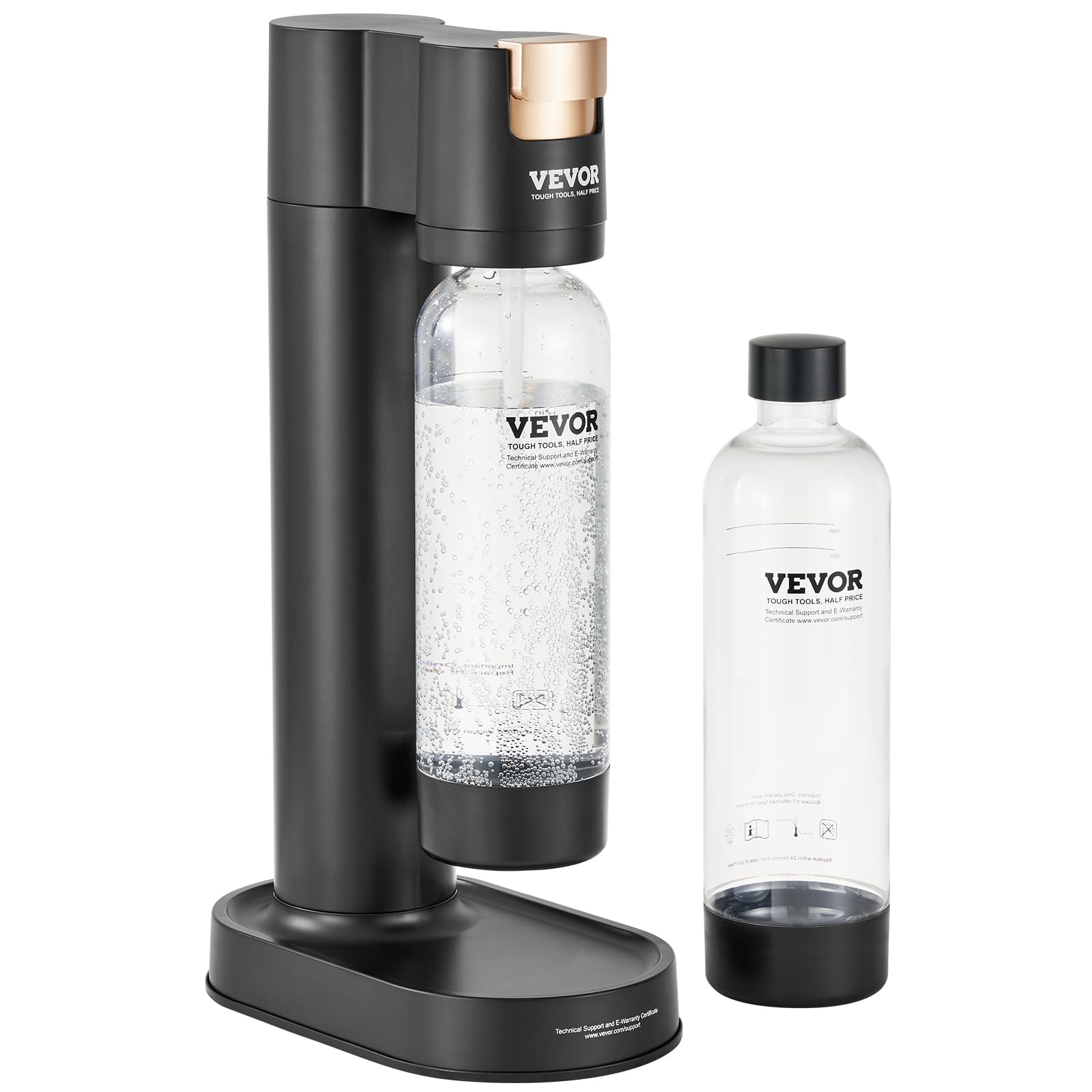VEVOR Sparkling Water Maker Machine - Home Soda Carbonation Kit with 2 BPA-Free 1L PET Bottles | Compatible with 60L CO2 Cylinders (Not Included) | Perfect for Homemade Seltzer, Cocktails & Healthy Hydration
