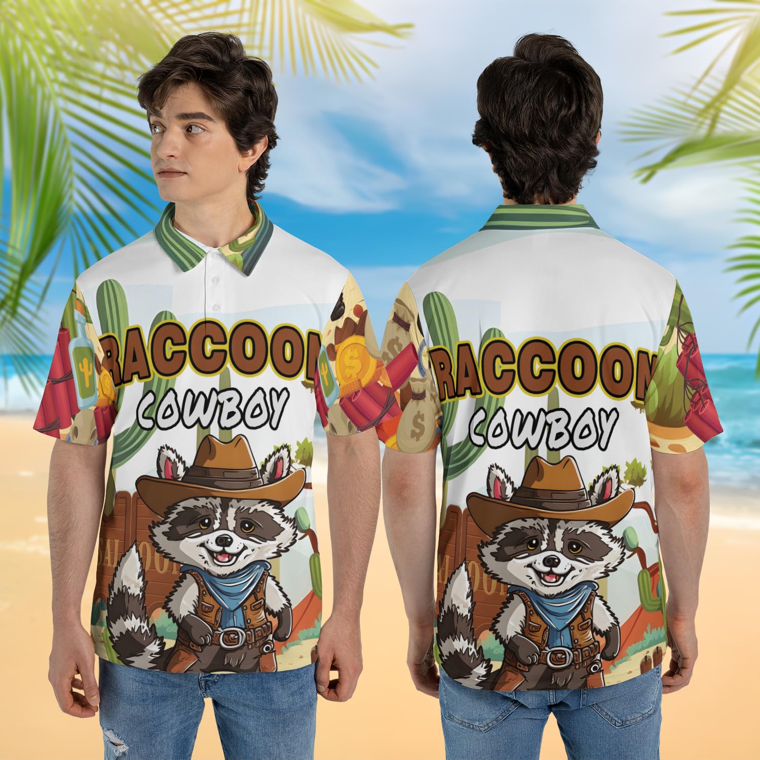 Men's & Women's Raccoon Print Polo Shirts - 3D Animal Graphic Short Sleeve Moisture-Wicking Golf Shirt (Set of 1) - Perfect for Golf, Casual Wear & Outdoor Activities