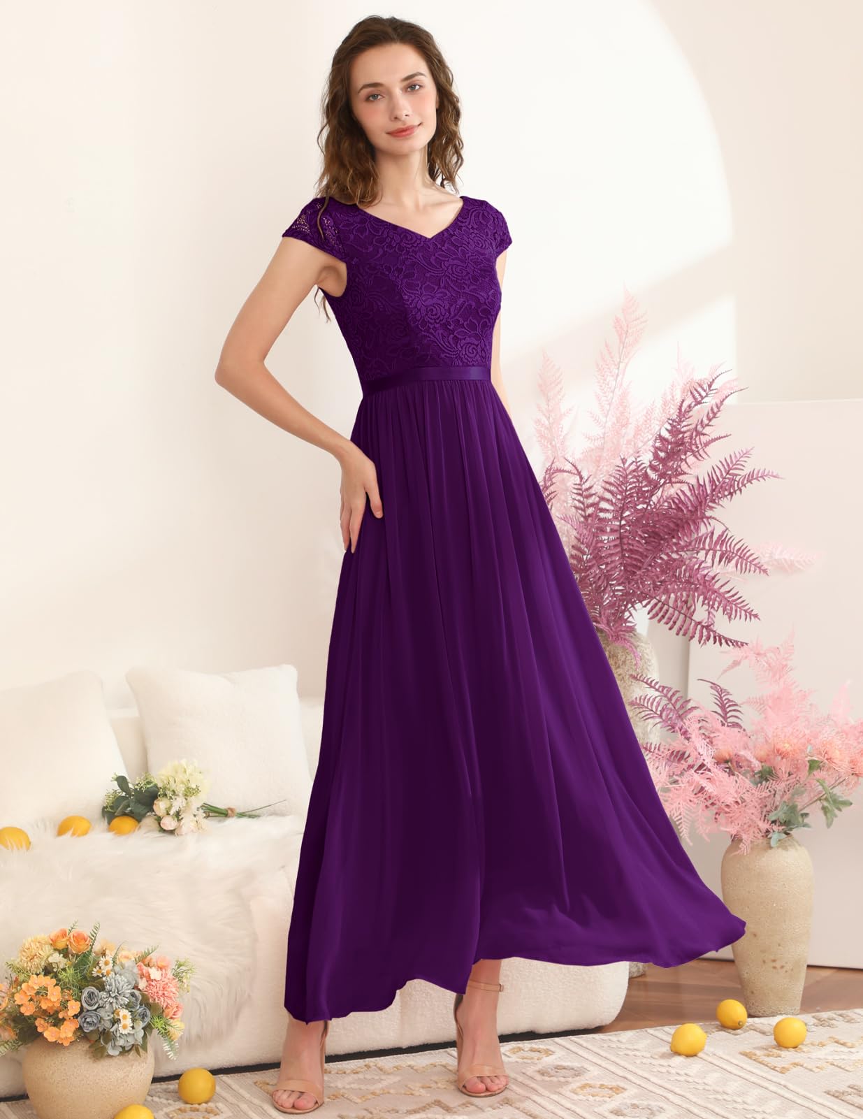 Elegant Long Formal Dresses for Women 2024 | Wedding Guest & Bridesmaid Gowns | V-Neck Evening Party Dresses for Homecoming, Beach Events & Fall Occasions