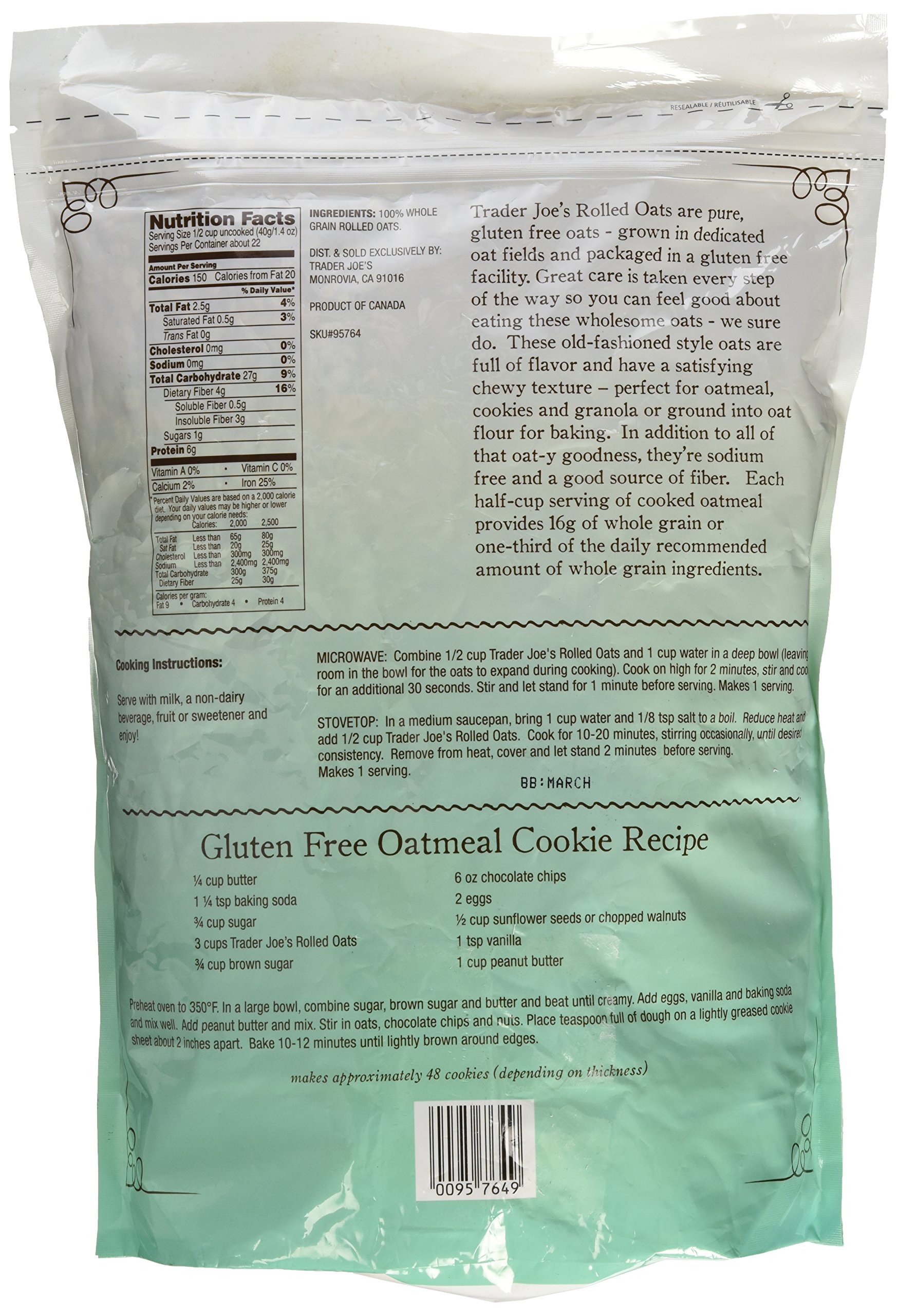 Organic Gluten-Free Rolled Oats 32oz - Non-GMO, Wheat-Free Breakfast Oatmeal for Baking, Smoothies & Healthy Snacks - Perfect for Overnight Oats, Granola & Vegan Recipes
