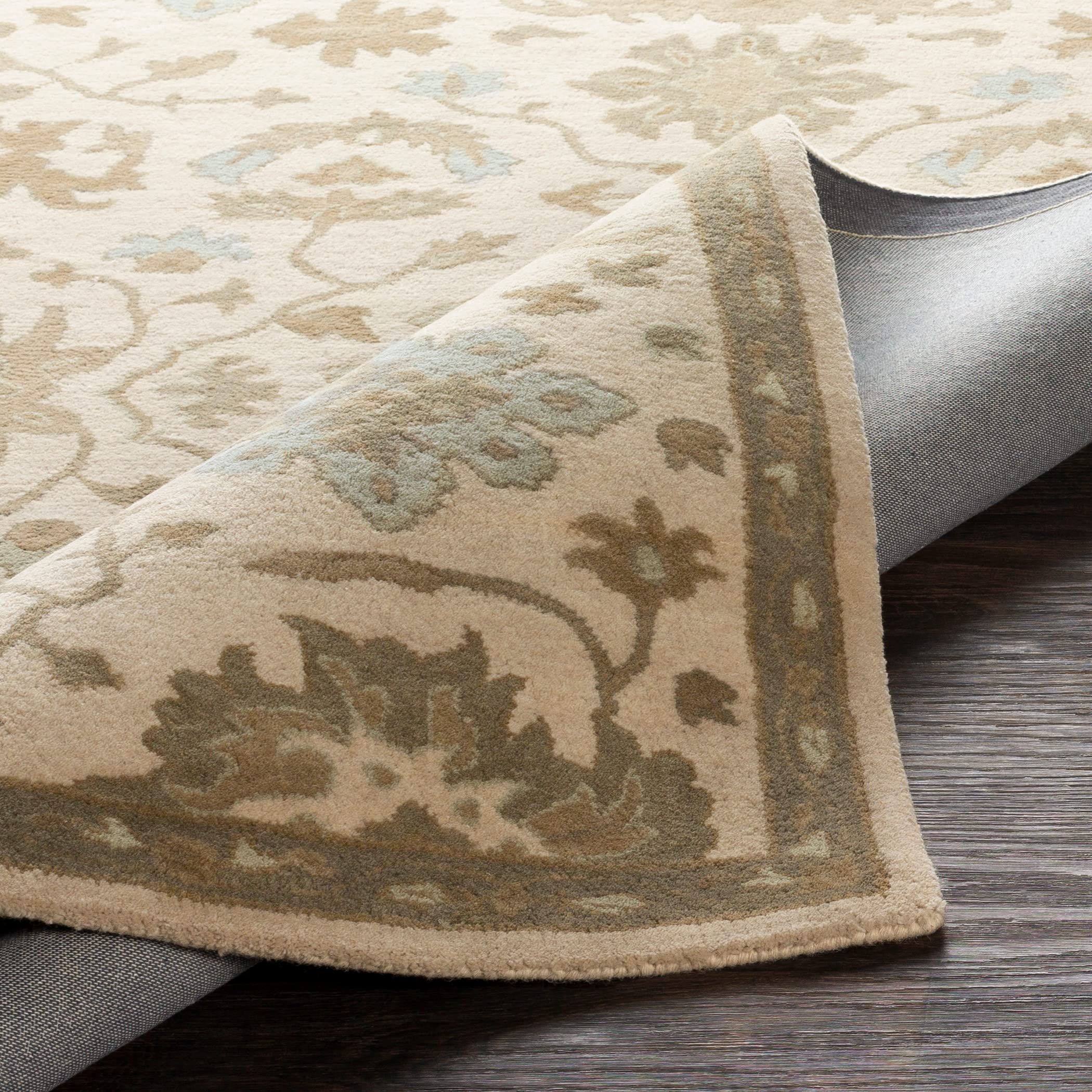 Mark&Day 6x9 Feet Traditional Beige Oval Wool Rug - Soft Beige Green Grey Area Carpet for Living Room, Bedroom, Kitchen - Perfect for Cozy Home Decor & High-Traffic Areas (6' x 9' Oval)