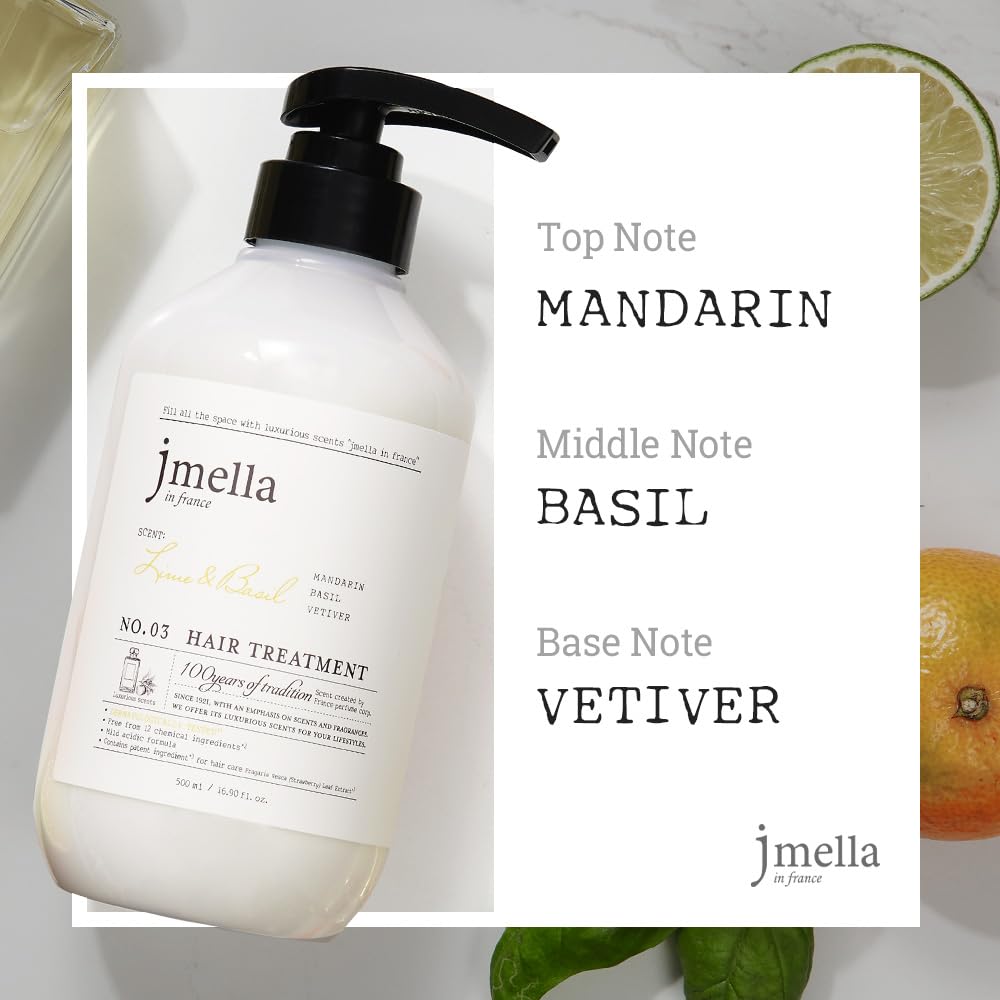 JMella France Lime & Basil Body Wash - 33.8 Fl Oz | Paraben-Free, Chemical-Free Formula with Strawberry Leaf Extract & 17 Amino Acid Complex | Luxury French Fragrance for Sensitive Skin | Perfect for Daily Shower & Spa Relaxation