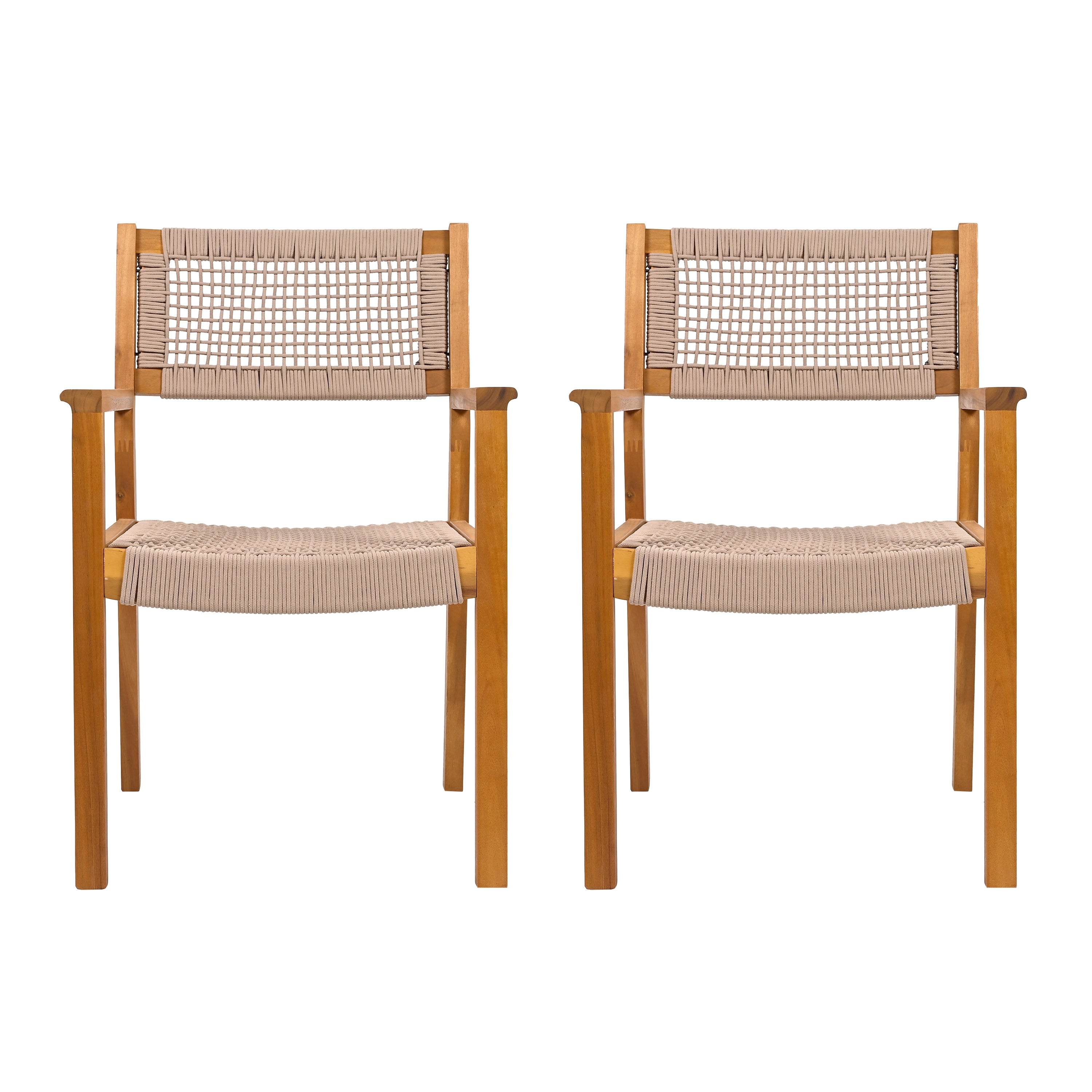 Braided Dining Chair Light Brown - Woven Rattan Seat, Sturdy Wood Frame - Perfect for Kitchen, Dining Room, Patio & Boho Home Decor