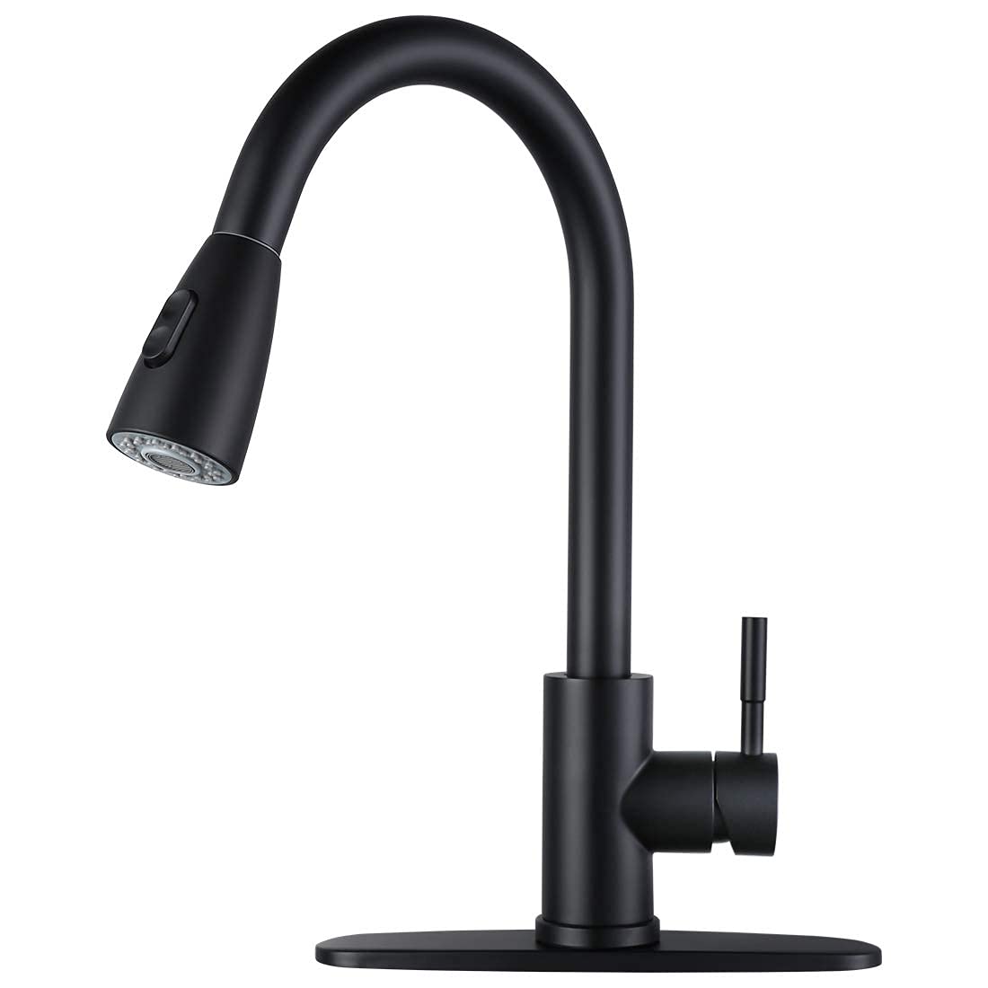 WOWOW Single Handle Bathroom Sink Faucet & Matte Black Kitchen Faucet with Pull Down Sprayer - Perfect for Modern Homes, Apartments, and Renovations