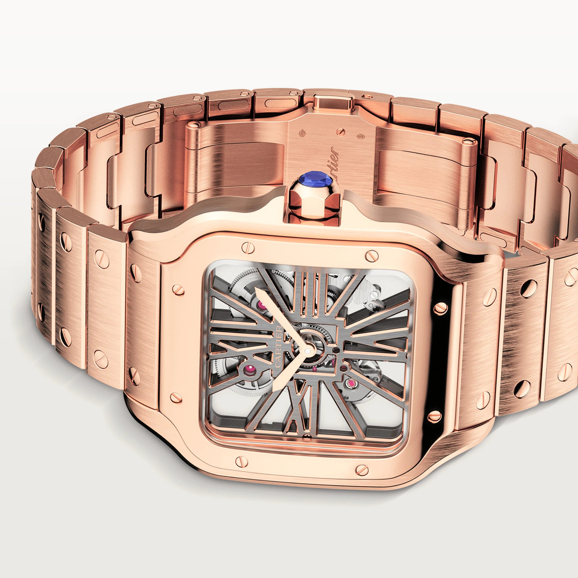 Cartier Santos 18K Rose Gold Men's Luxury Watch - Elegant Dress Watch for Business, Formal Events & Special Occasions