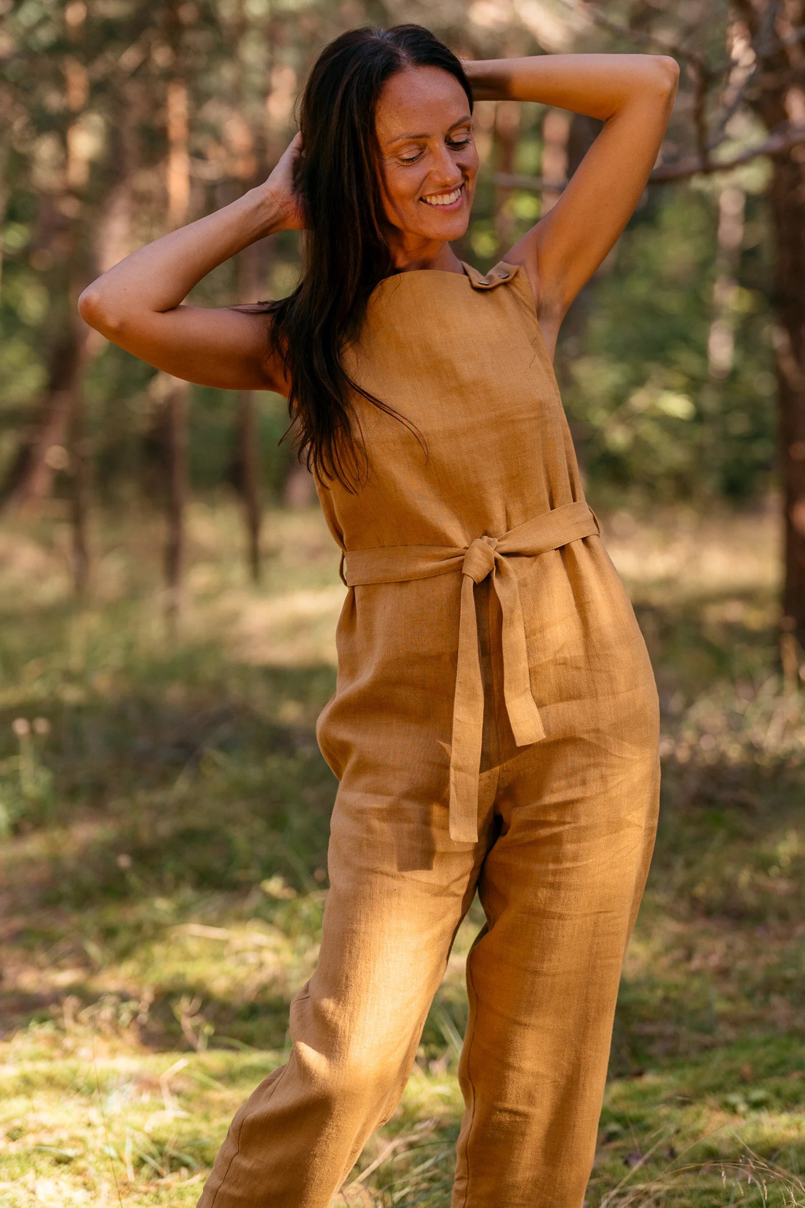 DICEY Wrap Linen Jumpsuit for Women - Amber Yellow Summer Outfit | Beach Cover-Up, Casual Wear & Vacation Dress