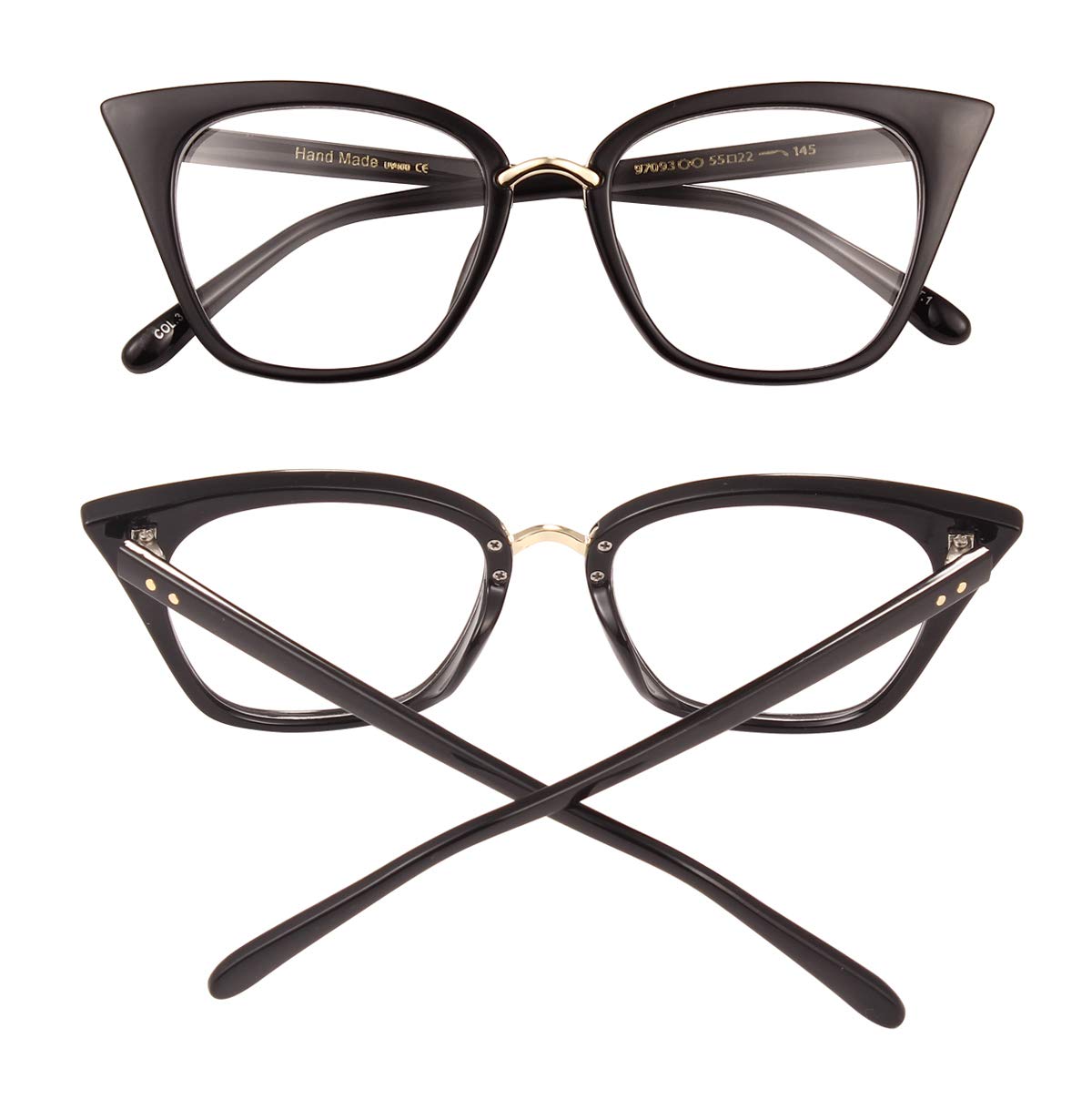 Stylish Poxas Mod Cat Eye Eyeglass Frames for Women with Clear Lenses | Trendy Fashion Accessory for Work, Dating & Everyday Wear