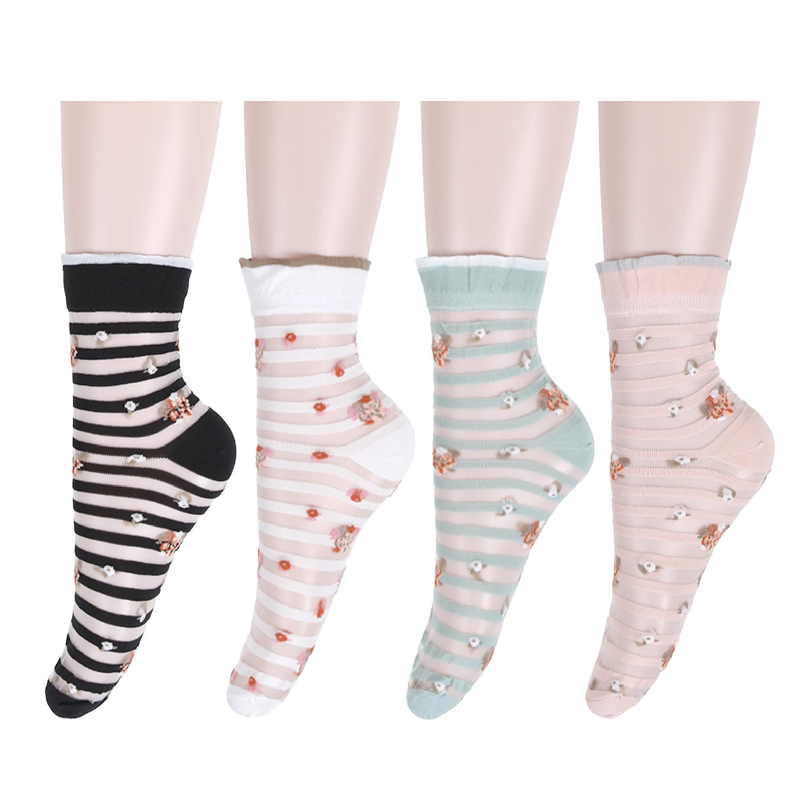 Sheer Transparent Women's Socks - Violet Mist Mesh Nylon Socks for Summer Fashion