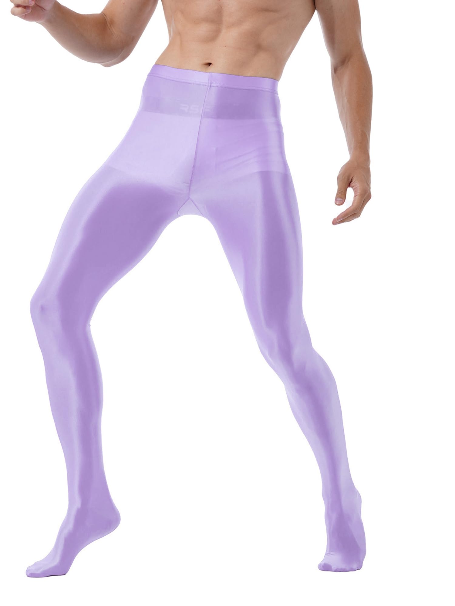 iiniim Men's Ultra Shiny Oil Glossy Pantyhose - High Elastic Opaque Tights & Stockings for Cosplay, Dance, Fashion Outfits and Nightlife