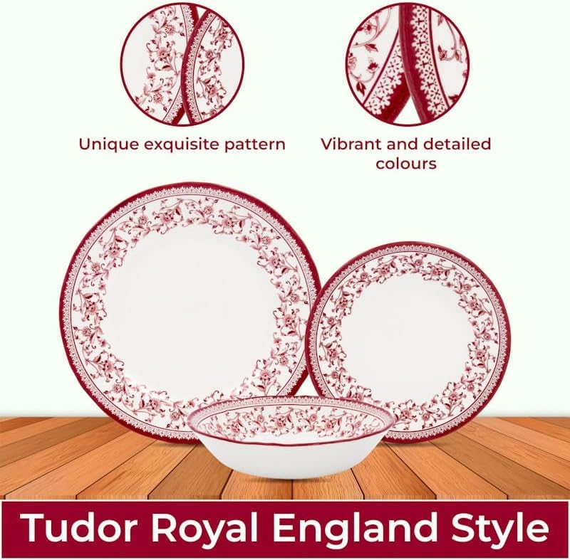 12-Piece Premium Porcelain Dinnerware Set for 4 - Elegant Aster Pink | Formal Dining, Wedding Registry & Holiday Entertaining