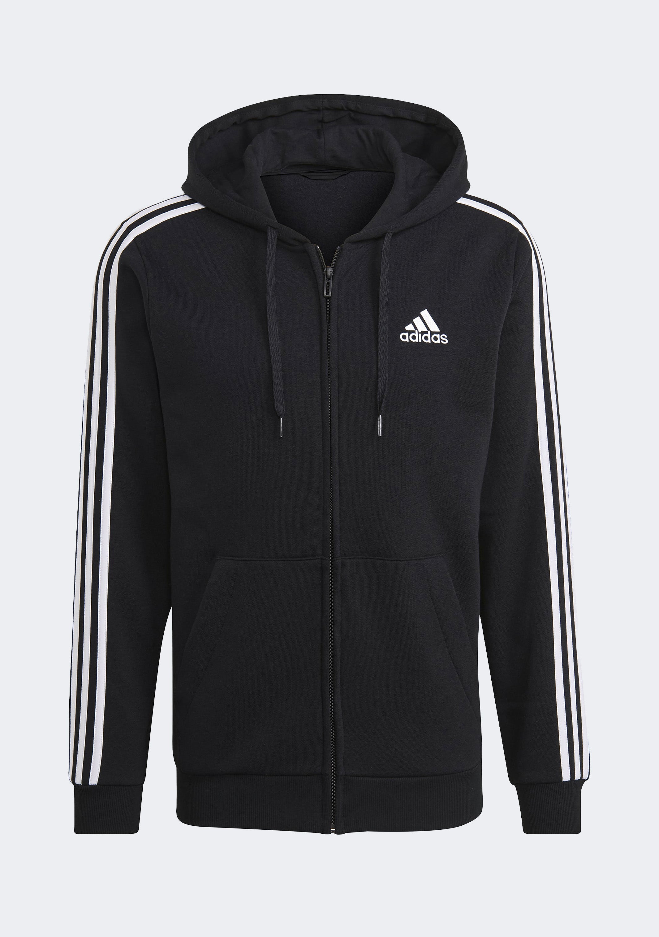 Adidas Men's Essentials 3-Stripes Fleece Full-Zip Hoodie - Warm & Comfortable Casual Wear for Gym, Running & Outdoor Activities