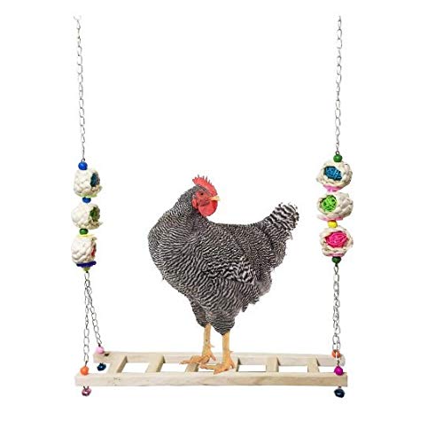 Natural Wooden Chicken Swing Ladder Toy - Handmade Chicken Coop Accessory for Hens, Parrots & Small Birds | Durable Perch Stand for Backyard Coops & Aviaries | Perfect for Climbing, Playing & Resting