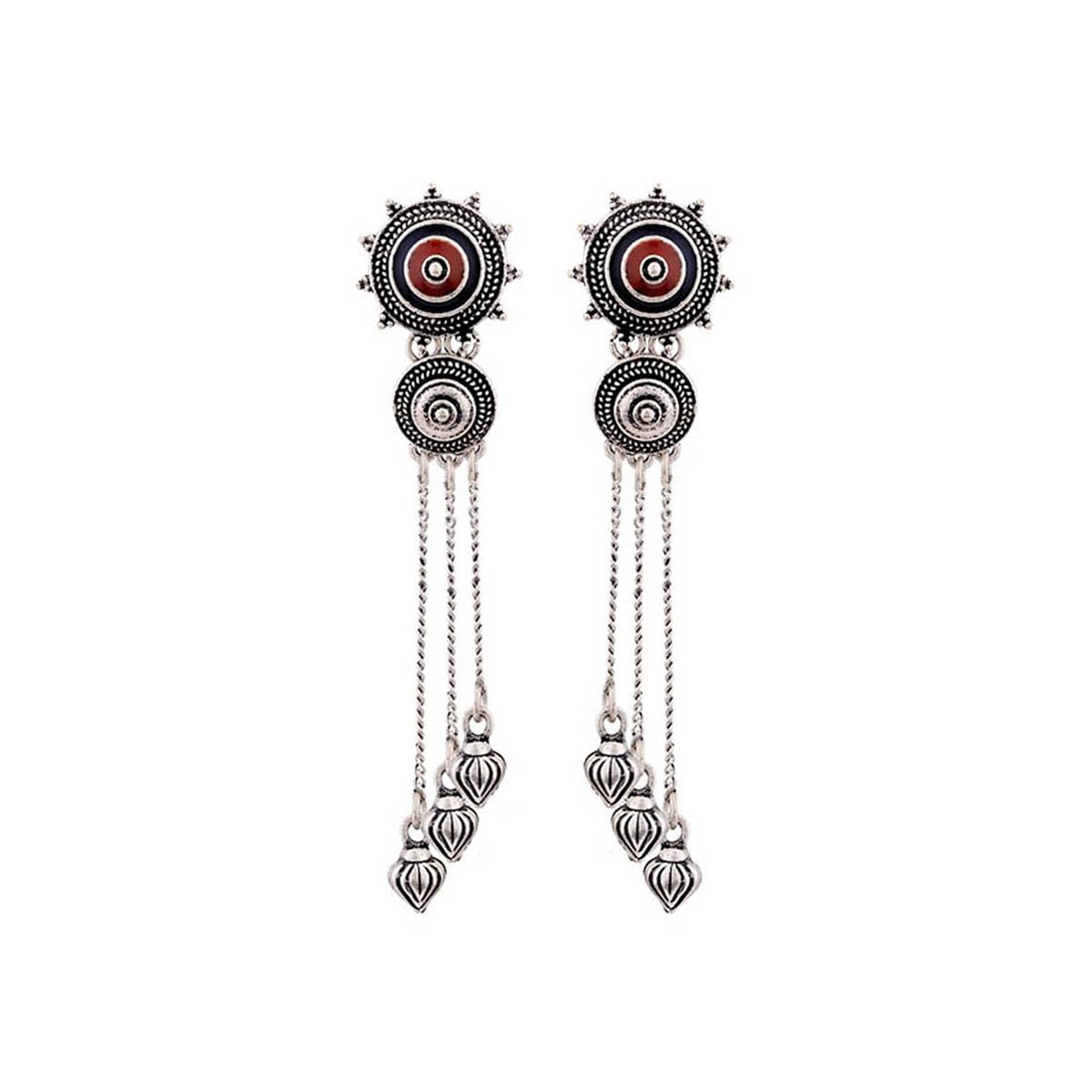 Voylla Mandala Tassel Drop Earrings for Women - Boho Ethnic Handmade Jewelry - Perfect for Festivals, Weddings & Boho Fashion