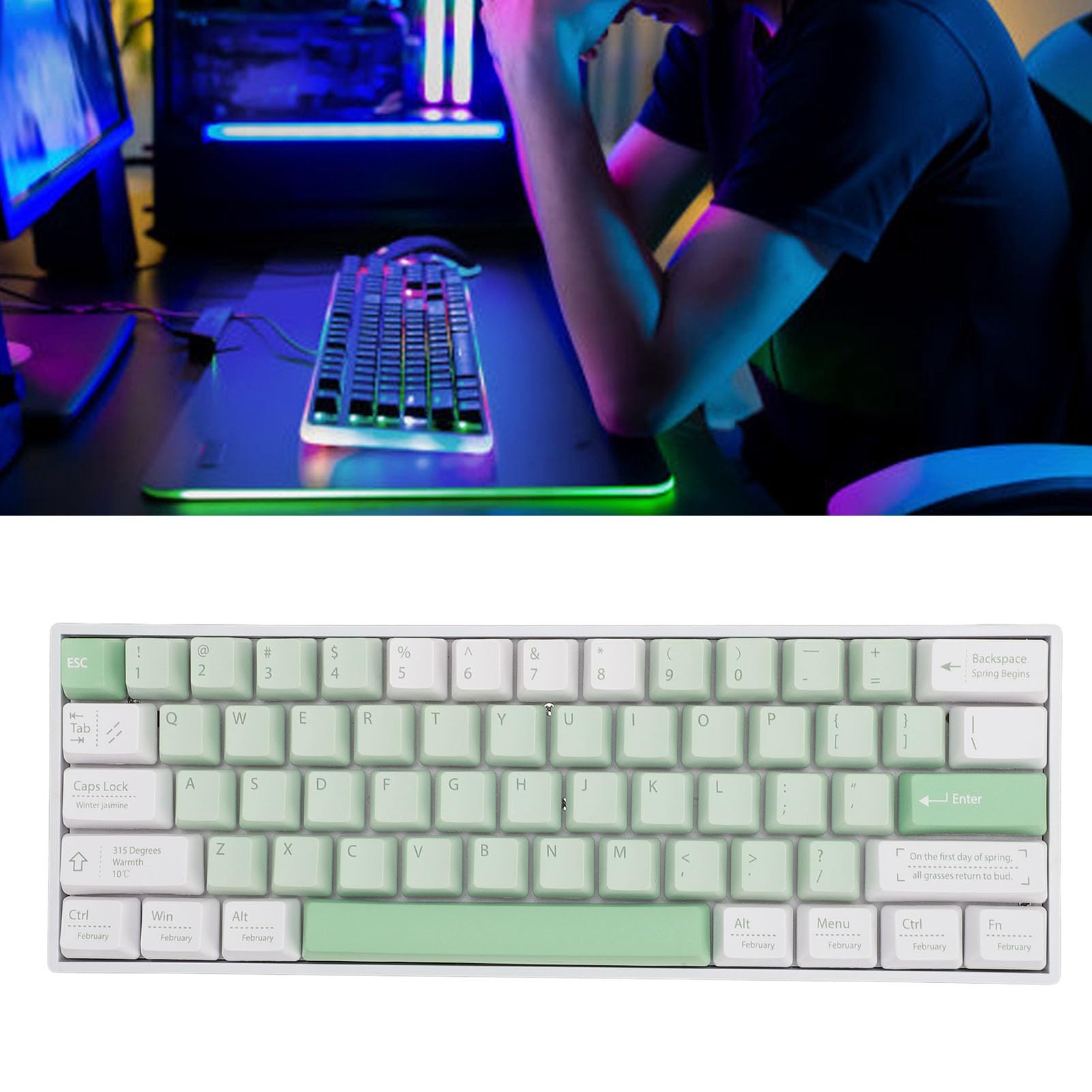 Vikye 61-Key Mechanical Gaming Keyboard - RGB Backlit, Hot-Swappable Red Switch, 3 Modes (Wired/Bluetooth/2.4G) for Windows PC & Laptop - Perfect for Gaming, Typing & Office Work