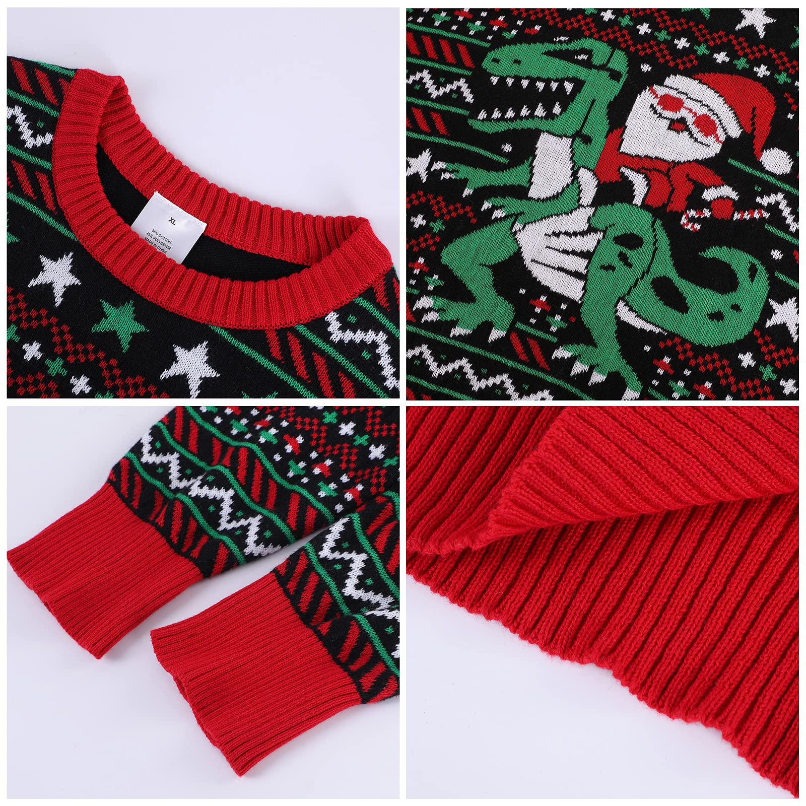 Dinosaur Christmas Sweaters - Family Matching Holiday Party Outfits for Festive Fun