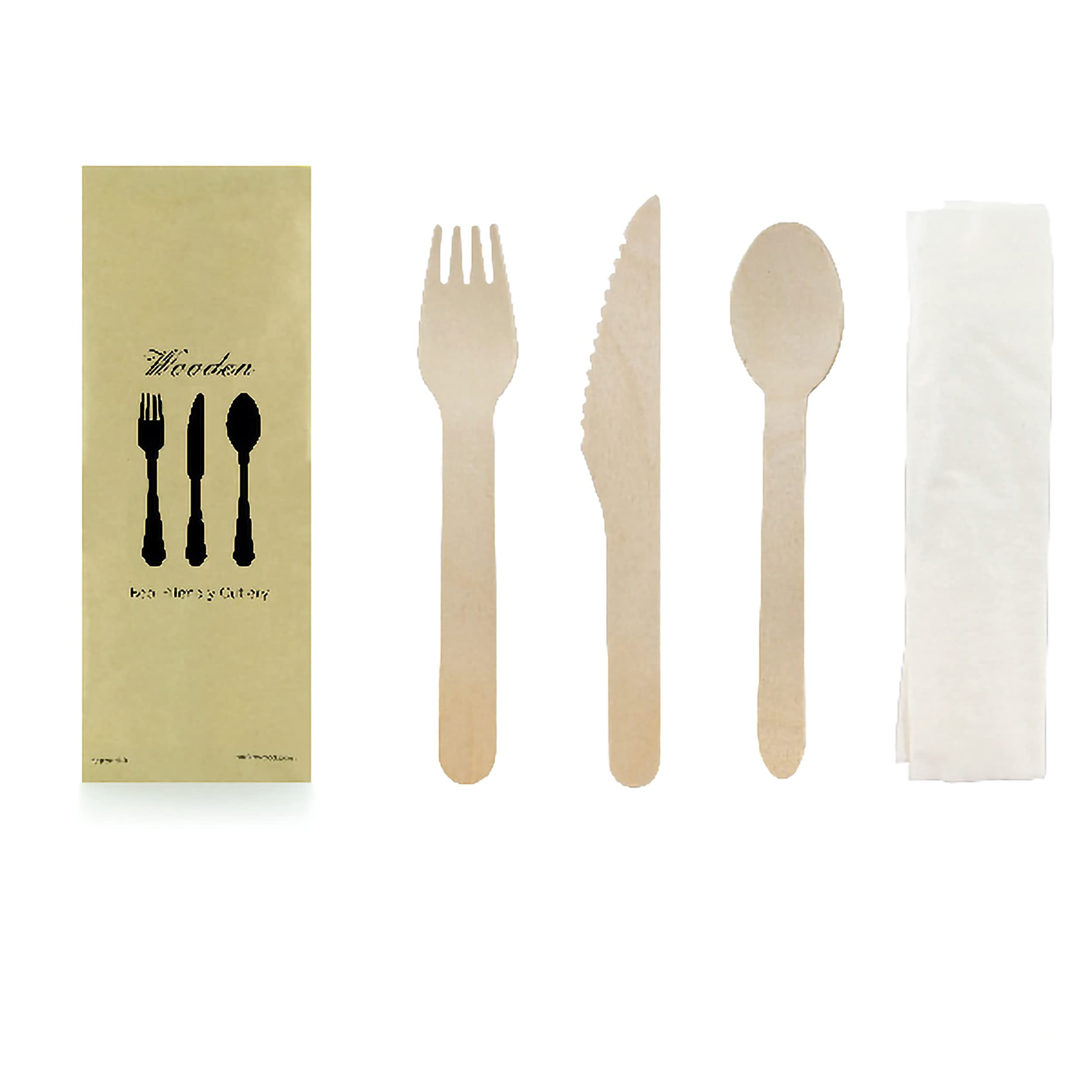 **PackNwood Premium 250-Piece Wooden Cutlery Set - Compostable Spoon, Fork & Knife for Travel, Picnics & Parties - Eco-Friendly Kitchen Utensils (6.5
