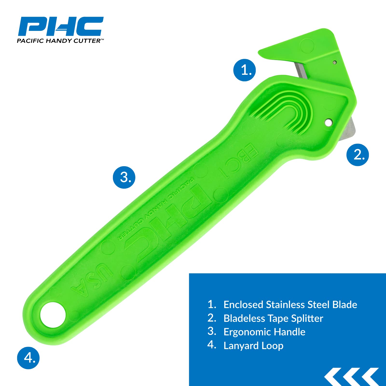 Pacific Handy Cutter EBC1X - 6.25 Inch Steel Safety Utility Knife with Retractable Blade | Ideal for Office, Warehouse, Packaging & DIY Projects