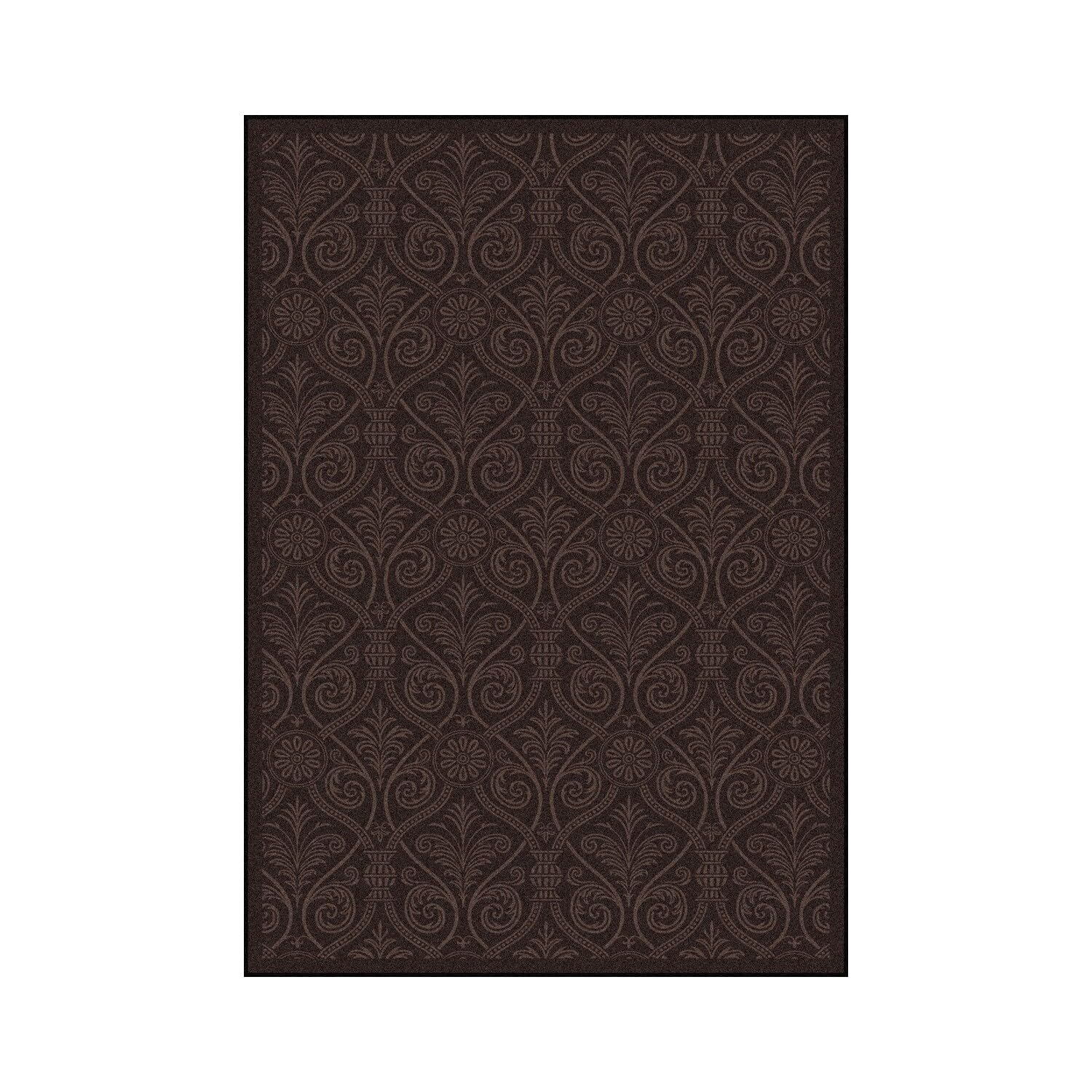 Joy Carpets Any Day Matinee Damascus Theater Area Rug - Brown | Soft & Durable Indoor Rug for Living Room, Bedroom, Theater Room Decor
