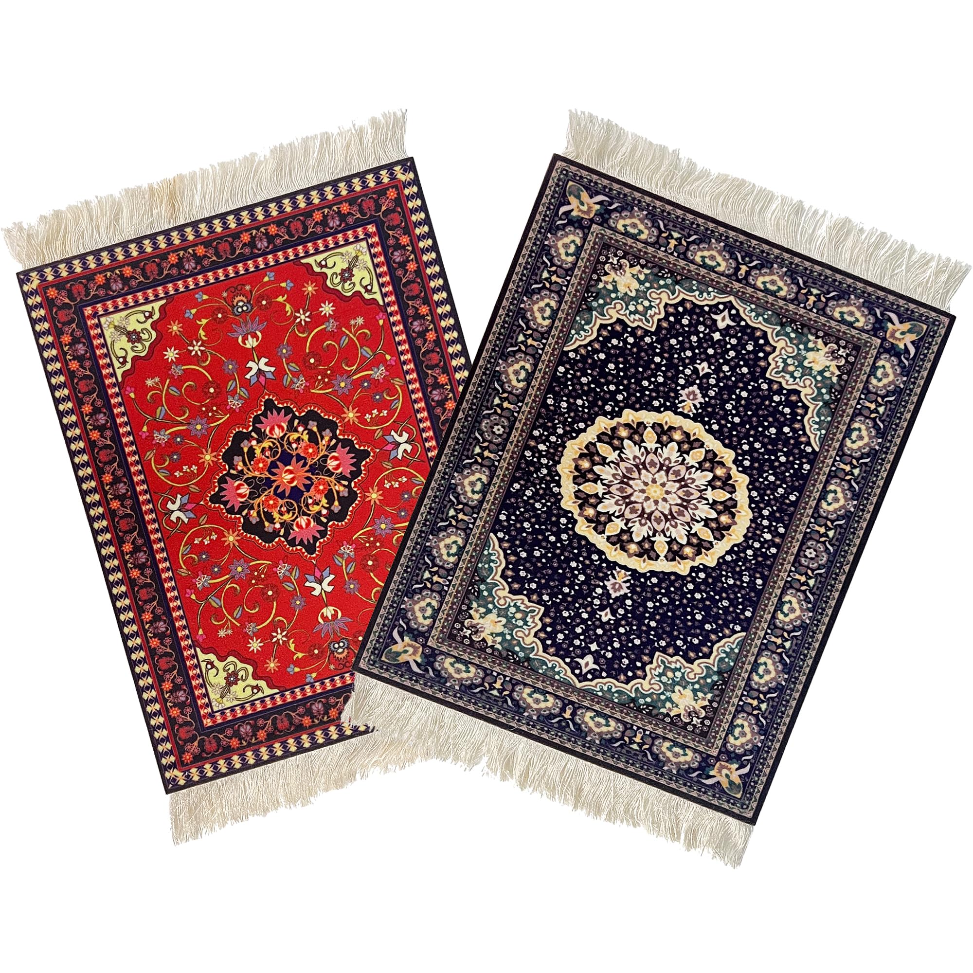 2 Pack Bohemian Style Woven Rug Mouse Pad - Non-Slip Desk Mat for Computers & Laptops - Perfect for Office, Gaming & Home Decor Accessories