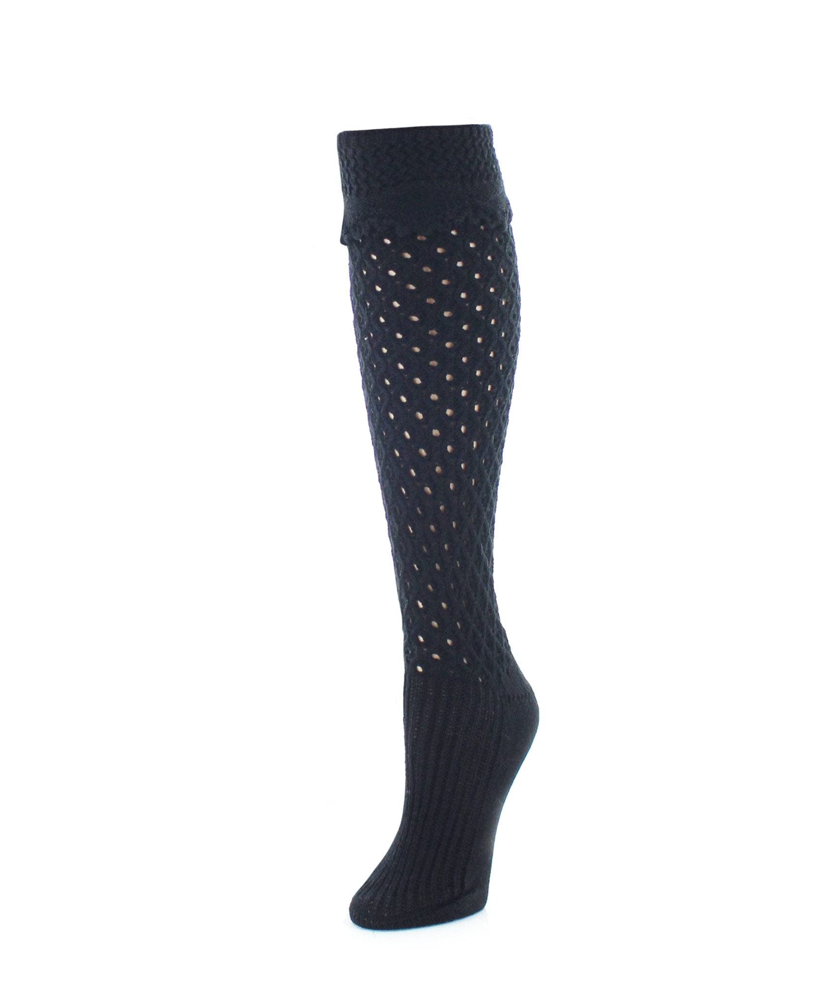 MeMoi Waffle Chunky Knit Knee-High Socks - Women's Winter Warm Boot Socks for Casual Outfits & Cozy Home Wear
