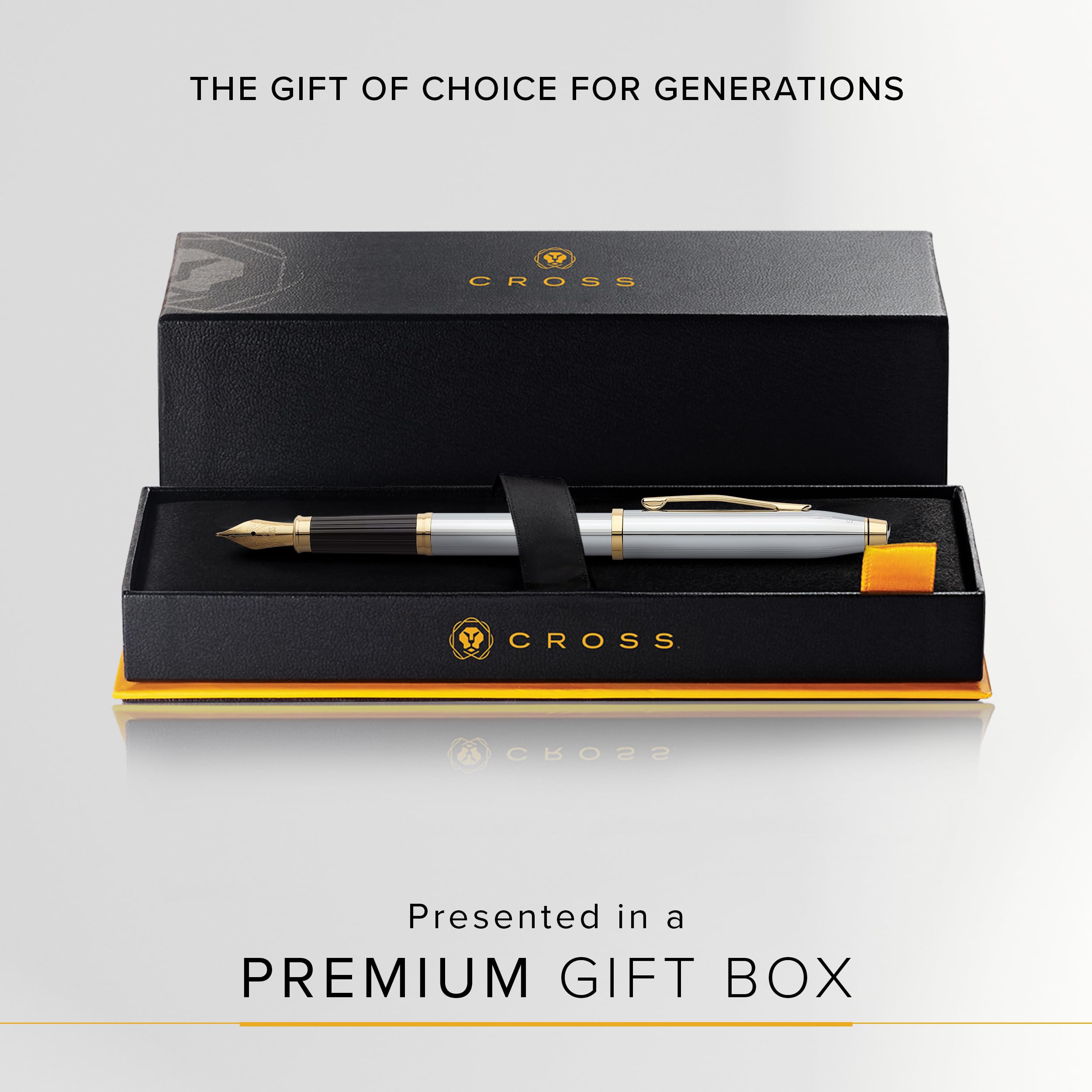Cross Century II Refillable Fountain Pen with Medium Nib - Premium Chrome Finish & Gift Box - Perfect for Writing, Calligraphy, Office Use & Luxury Gifts
