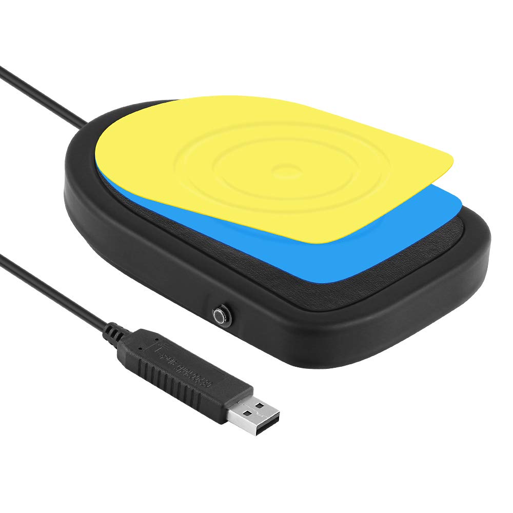 iKKEGOL USB Foot Pedal Switch for Gaming & PC Control - Black Metal HID Programmable with 3-Color Mat | Hands-Free Operation for Gamers & Streamers