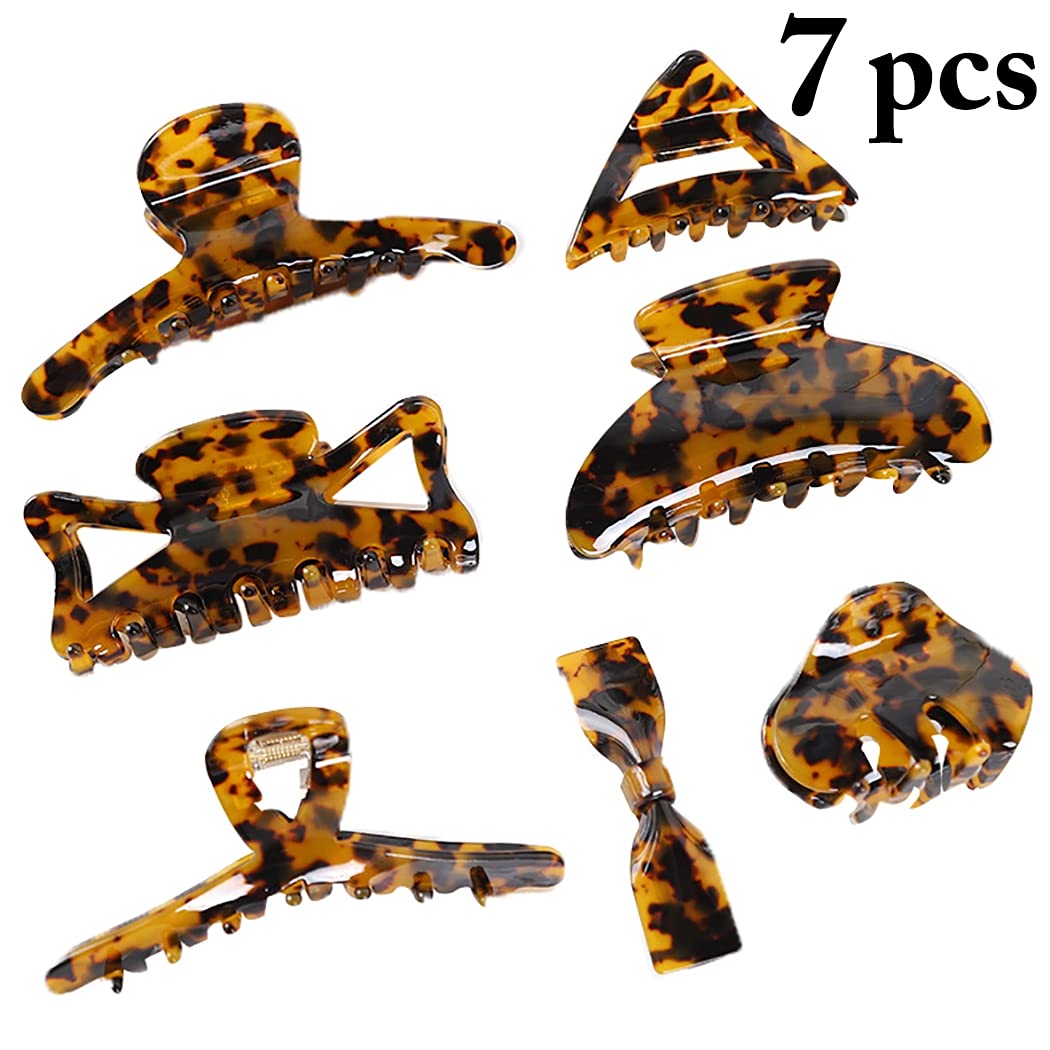 Stylish COSYOO 7-Piece Large Hair Claw Clips Set - Acetate Material with Interlocking Teeth for Strong Hold & No Slip - Perfect for Ponytails, Updos & Everyday Hairstyles (Elegant Hair Barrettes & Jaw Clips)