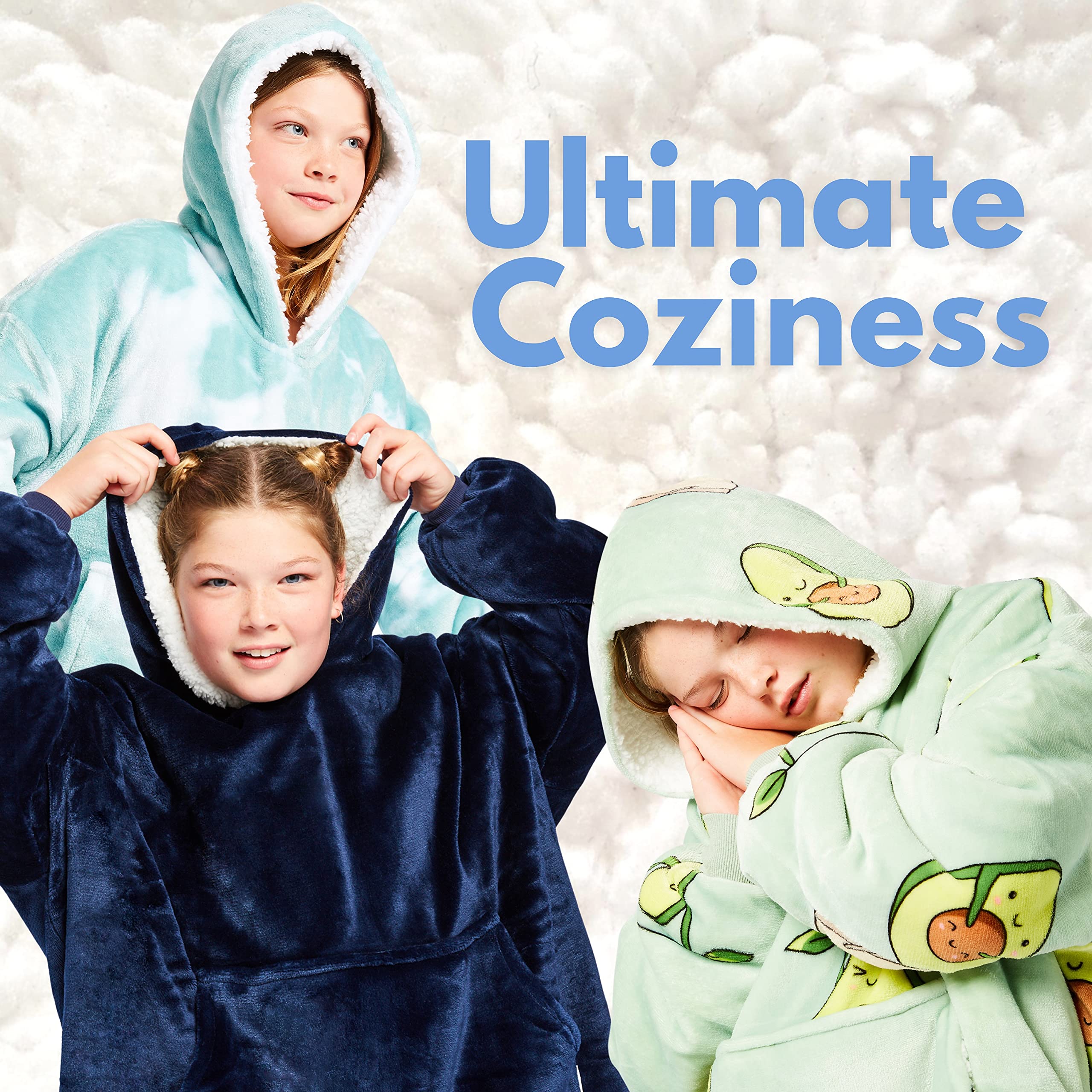 Cozy Kids Oodie Blanket Hoodie - Soft Wearable Blanket with Hood for Boys & Girls | Multiple Colors & Patterns | Perfect for Lounging, Sleepovers & Cold Weather Comfort