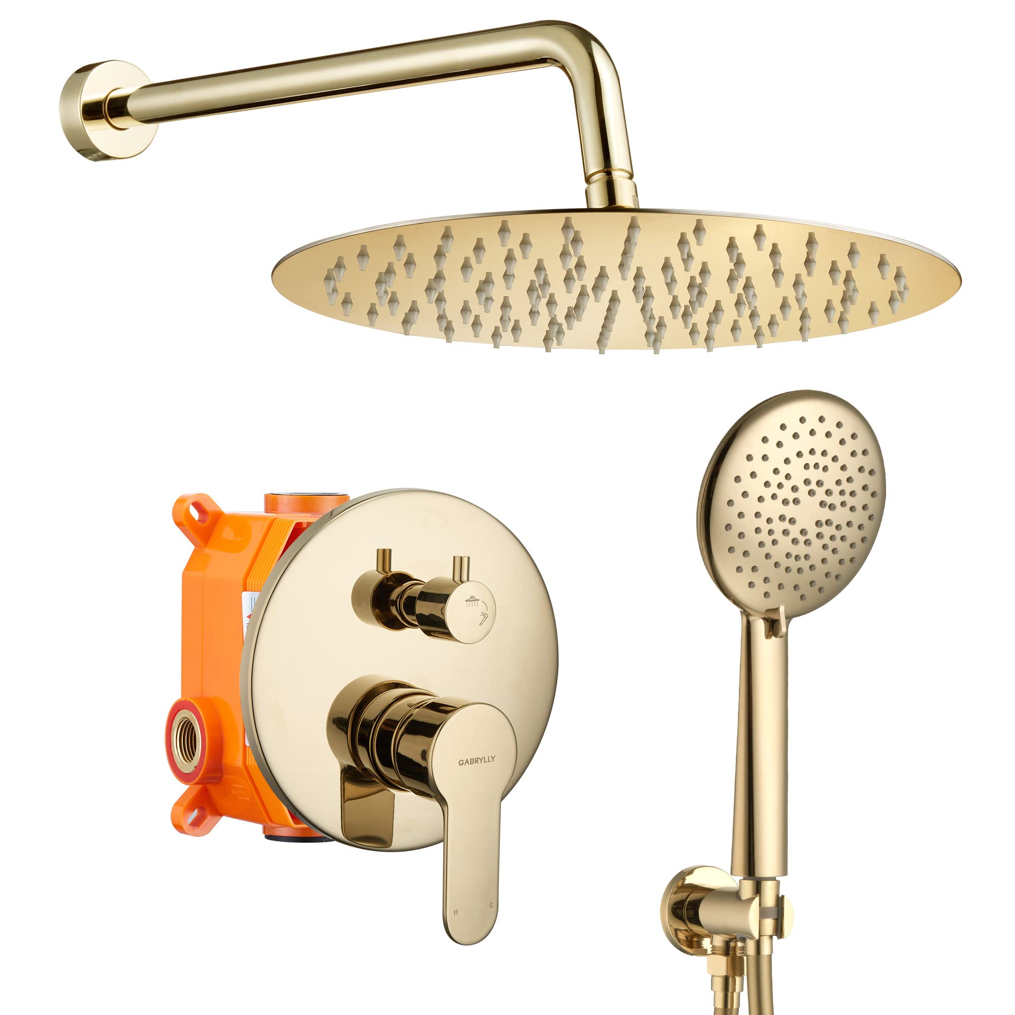 Premium Polished Gold Shower System - 12