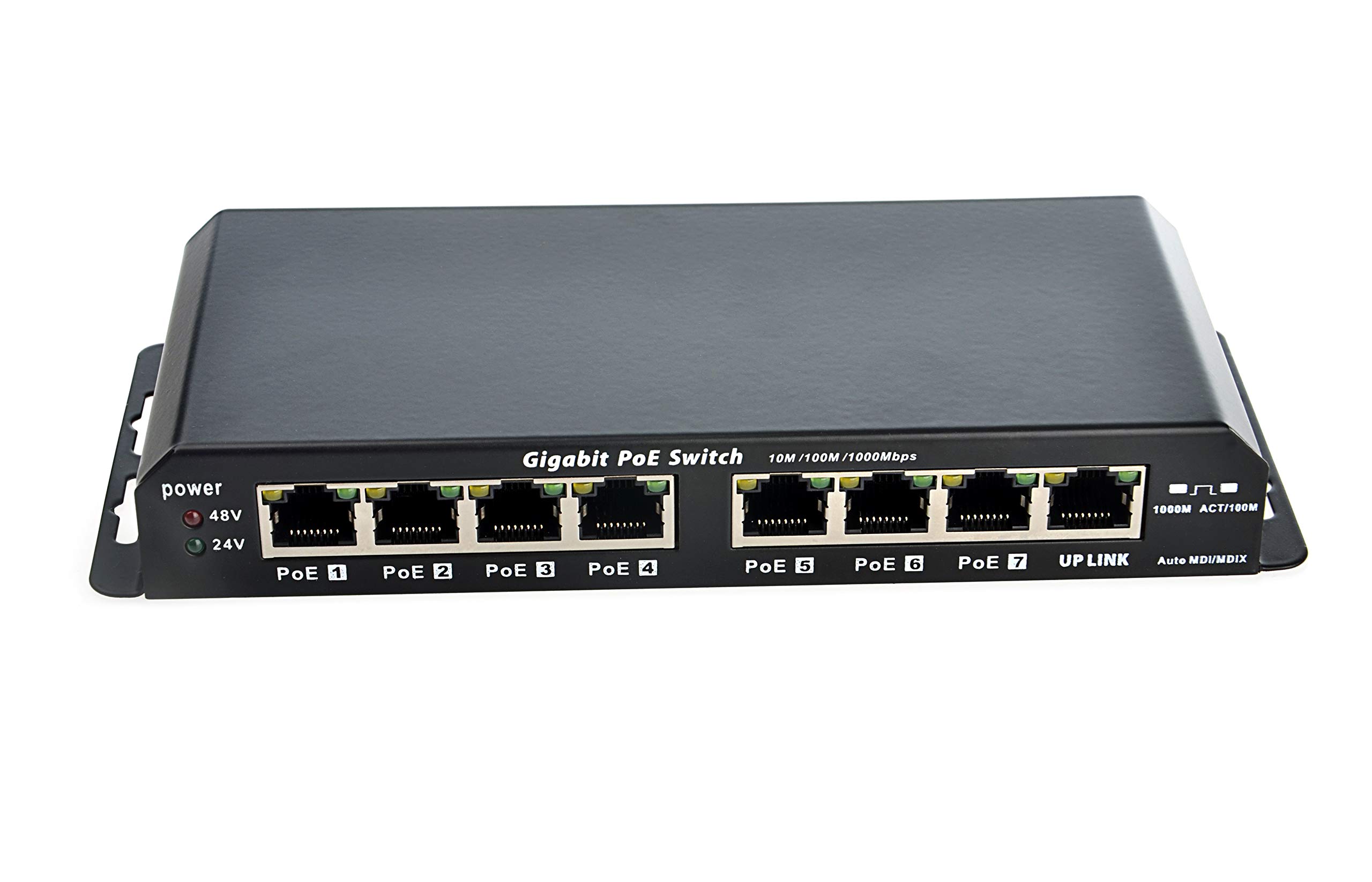 8 Port Gigabit Ethernet Switch with Passive PoE (7 Ports) - 802.3af/24V Power Over Ethernet for IP Cameras, VoIP Phones & IoT Devices - Ideal for Home Office & Small Business Networks