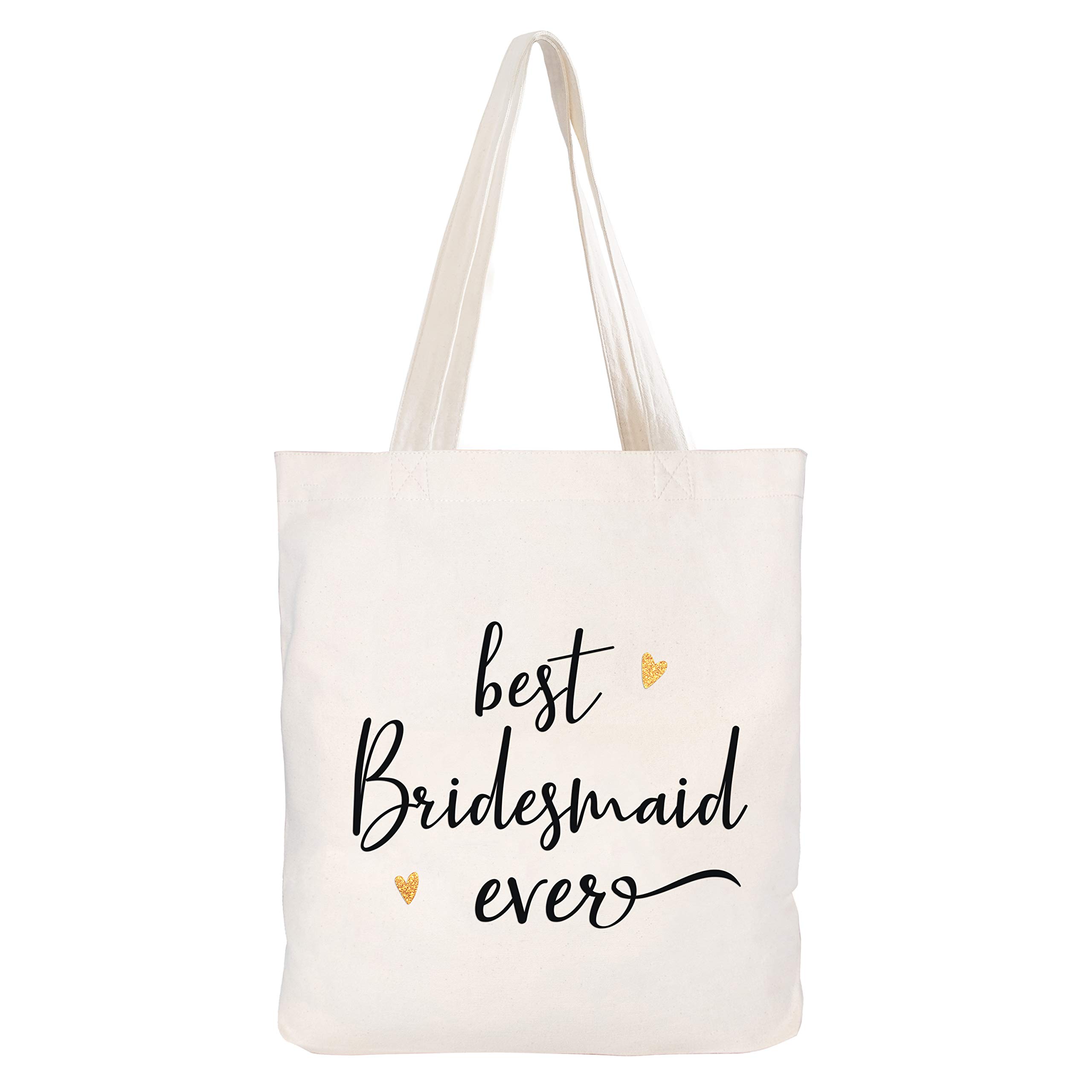 CARAKNOTS Women's Canvas Tote Bag - Best Bridesmaid Gift for Wedding & Bridal Shower - Cotton Reusable Shopping Bag - Perfect for Bachelorette Parties, Beach Trips & Daily Use