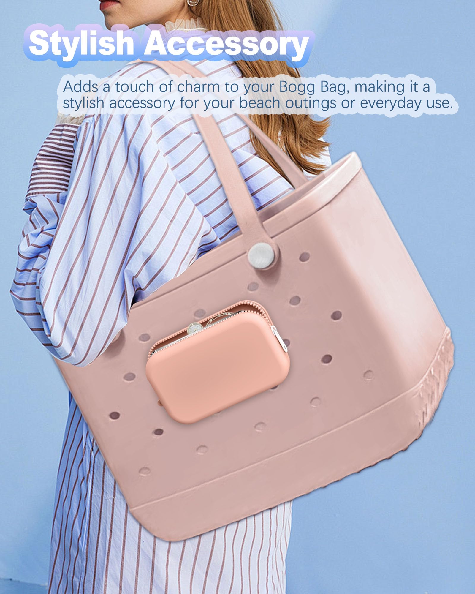 **Silicone Phone Holder for Bogg Bag - Pink Beach Bag Accessory for iPhone & Android Phones - Perfect for Beach Trips, Poolside, and Outdoor Adventures**