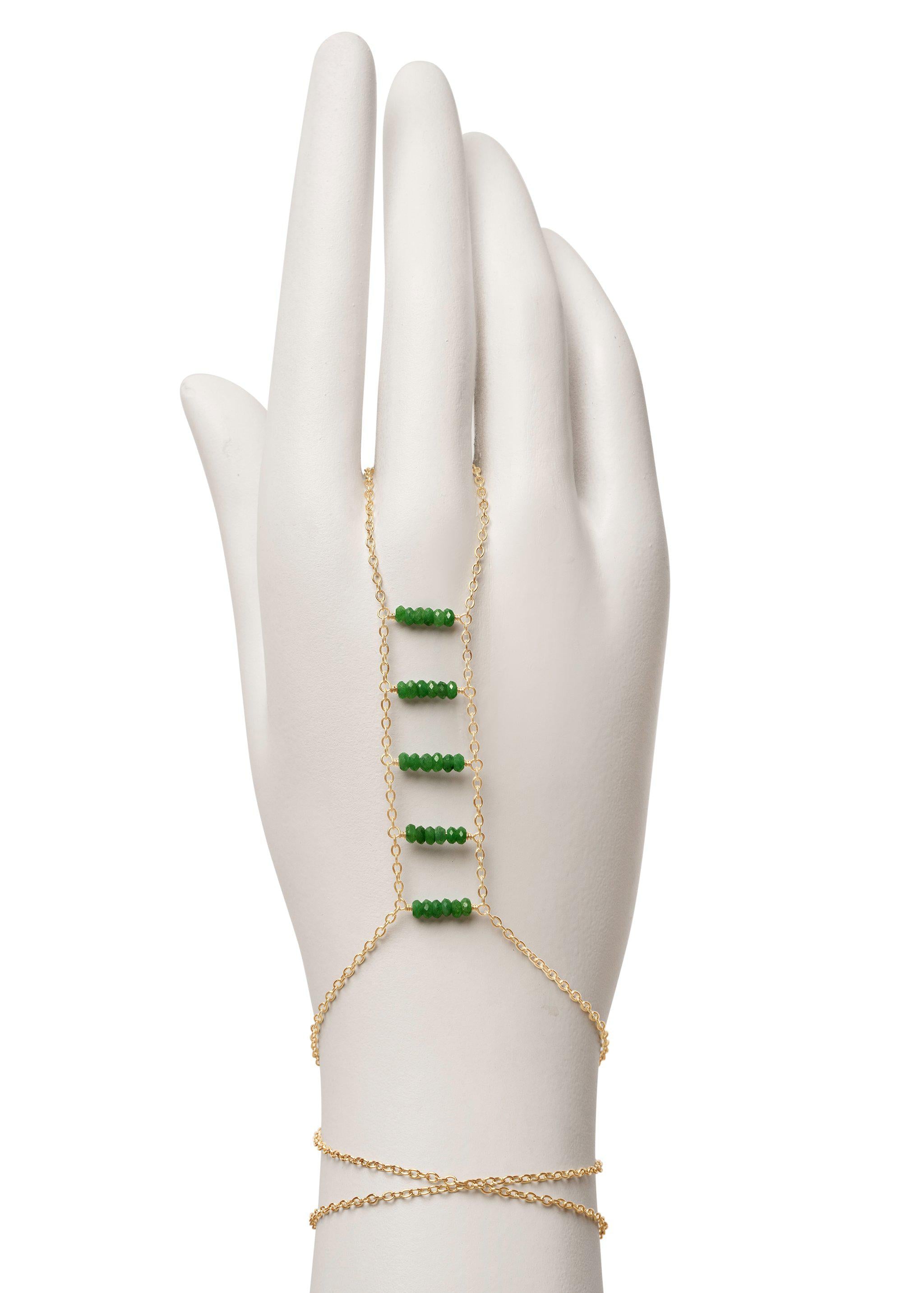 Beaded Gemstone Hand Chain Bracelet - Elegant Boho Jewelry for Women - Perfect for Festivals, Weddings & Boho Fashion
