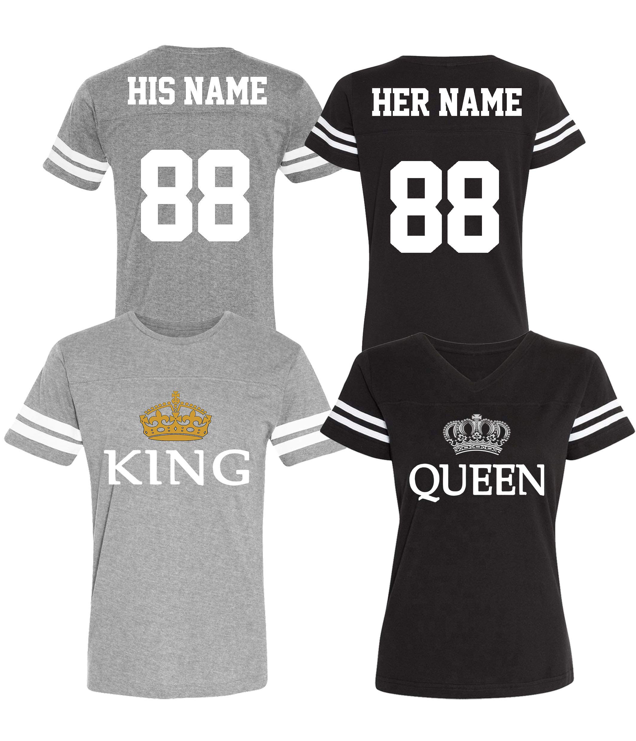 Custom Personalized Cotton Couple Jerseys | His and Her Matching Jersey Shirts for Anniversaries, Valentine's Day & Game Day Outfits