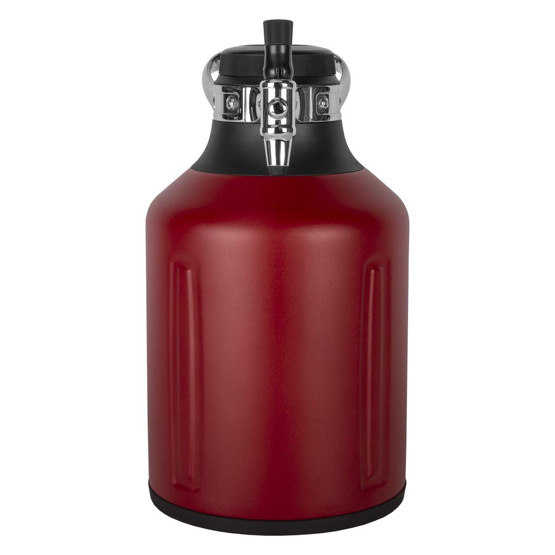 GrowlerWerks uKeg Go 128 oz Carbonated Growler - Portable Beer Dispenser for Craft Beer, Soda, Cider, Kombucha & Cocktails | Insulated Stainless Steel Keg with Pressure Regulator | Perfect for Camping, Parties & Home Brewing (Chili Red)