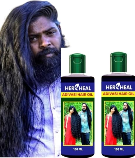 **Adivasi Herbal Hair Oil for Hair Growth & Fall Control - 100% Natural & Original - 100ml (Pack of 2) - For Women & Men - Promotes Stronger, Thicker Hair - Ideal for Daily Use & Scalp Care**