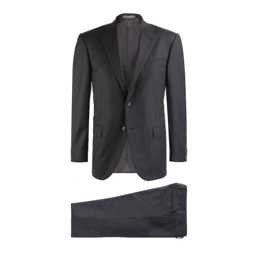 Premium CORNELIANI Flannel Leader Suit in Charcoal - Perfect for Business Meetings, Office Wear & Formal Events