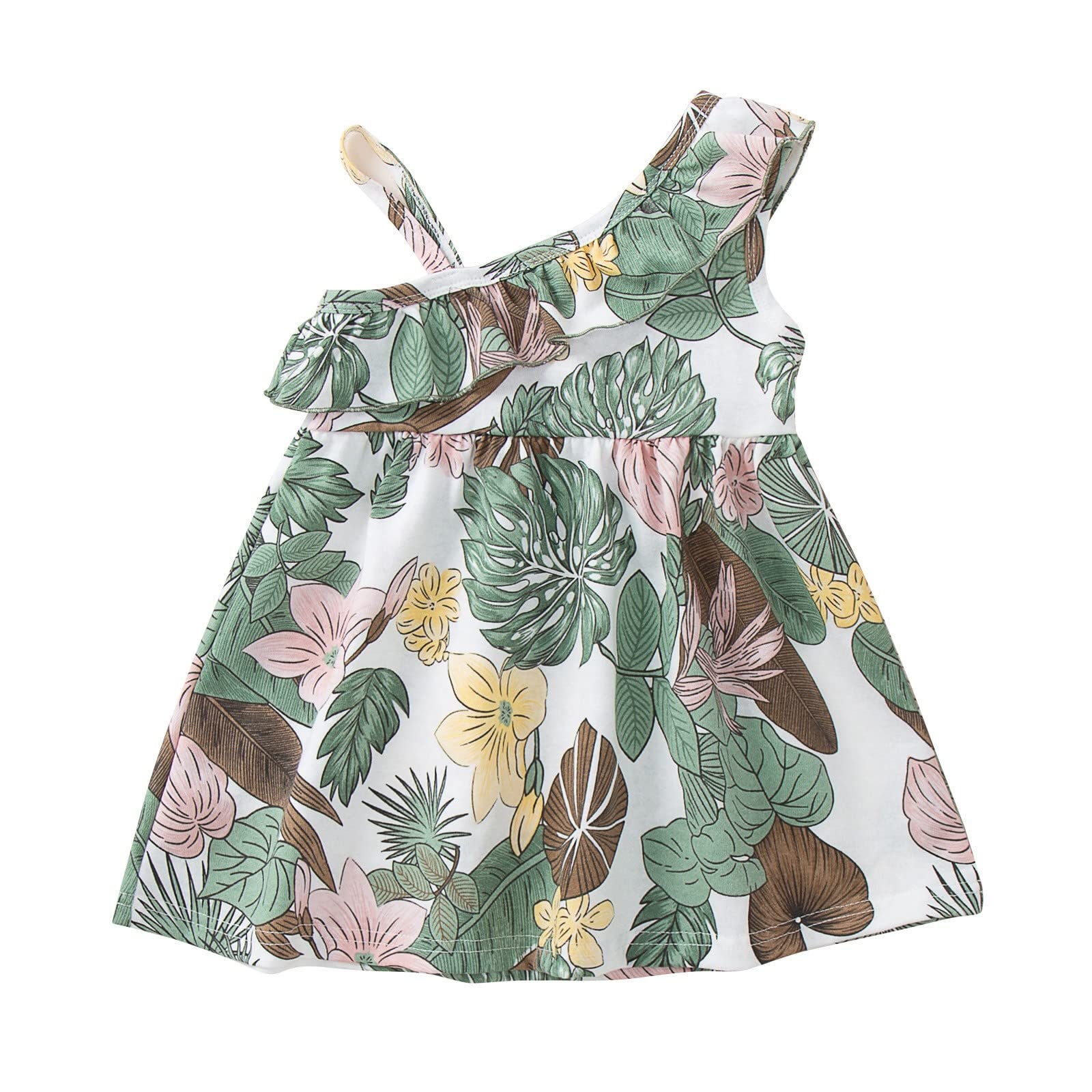 Girls' Floral Print Princess Dress with Ruffles & Patchwork - Toddler & Kids Summer & Fall Casual Outfit - Perfect for Parties, Playdates & Special Occasions