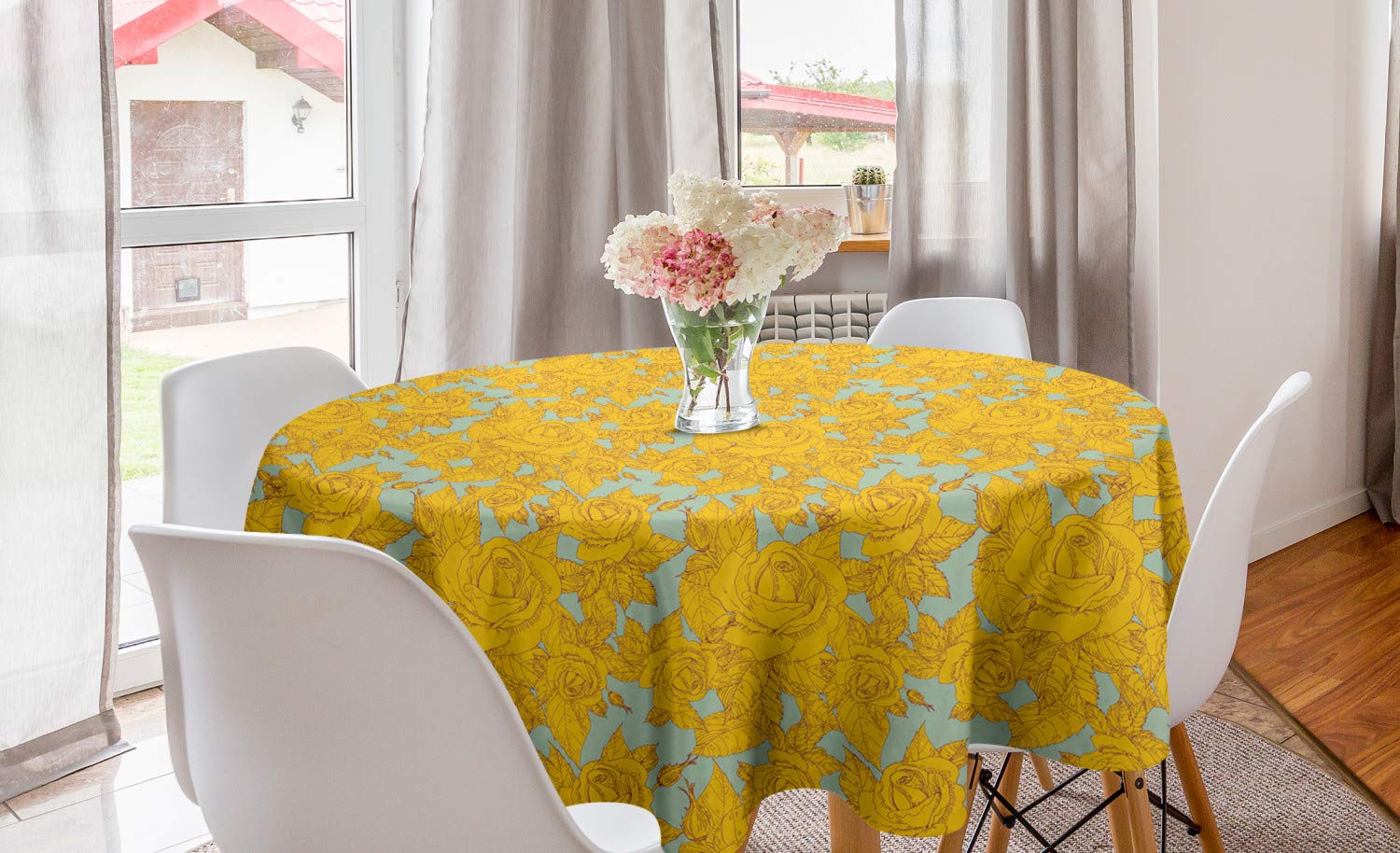 Ambesonne Botanical Round Tablecloth 60